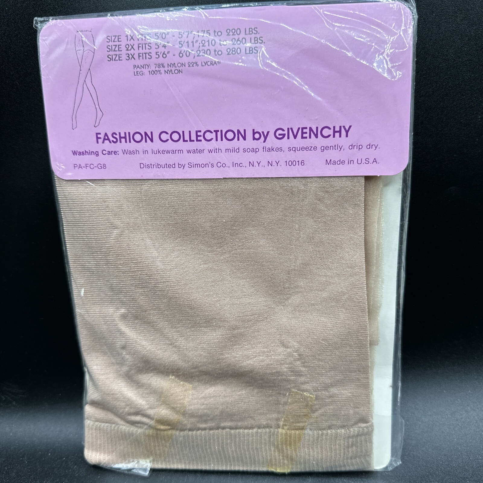 Vintage Givenchy Select Imperfects Fashion Collection Queen Size 9X Pantyhose