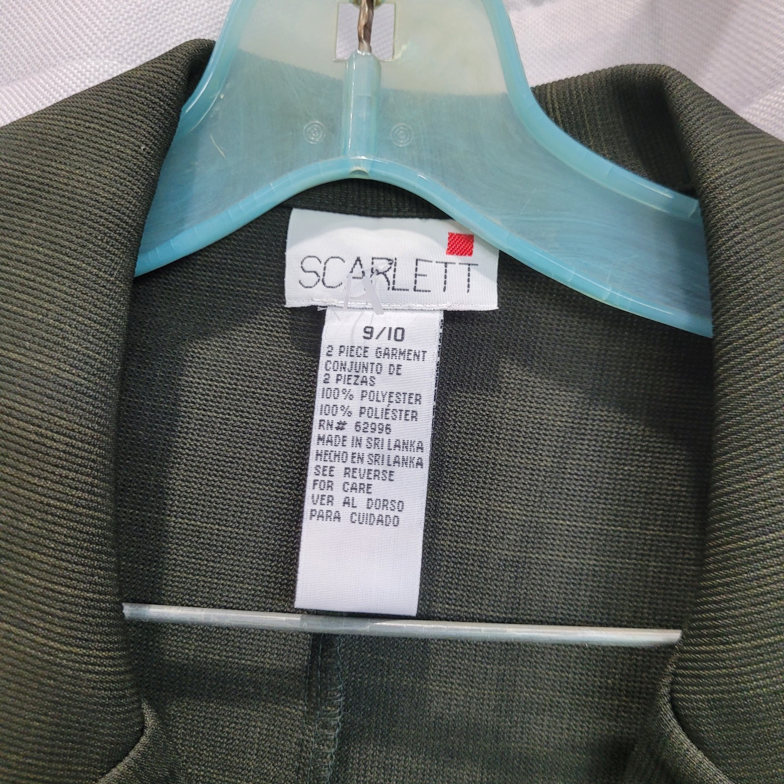 Vintage 90s Women&rsquo;s Olive Green Blazer Pant Suit Set Copper Button By Scarlett M