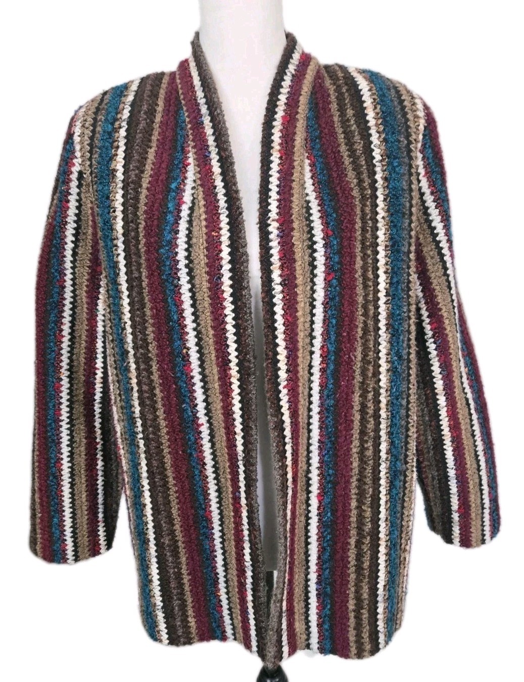 Vintage Graff Californiawear Wool Blend Colorful Boho Hippy Knit Cardigan Sz 12
