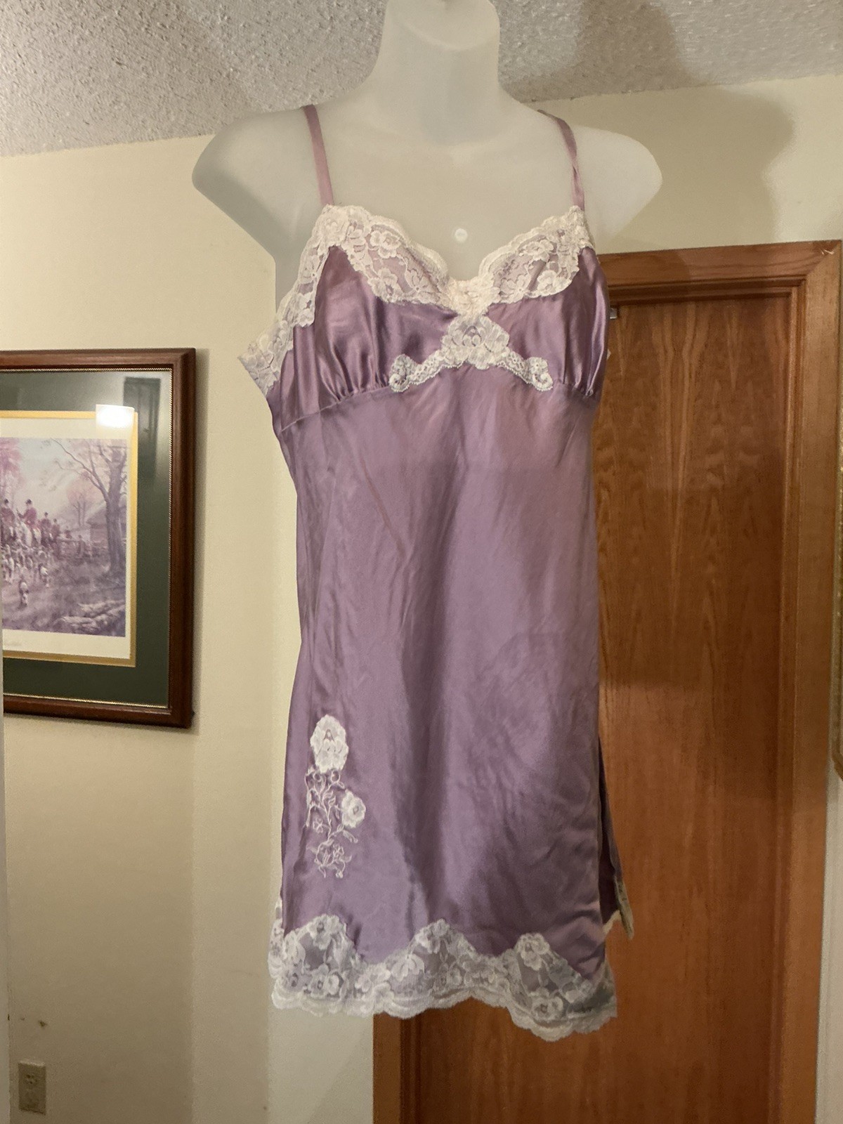 Express Design Studio Bridal Lavender Purple/ivory lace Blouse Camisole Sz M Y2K