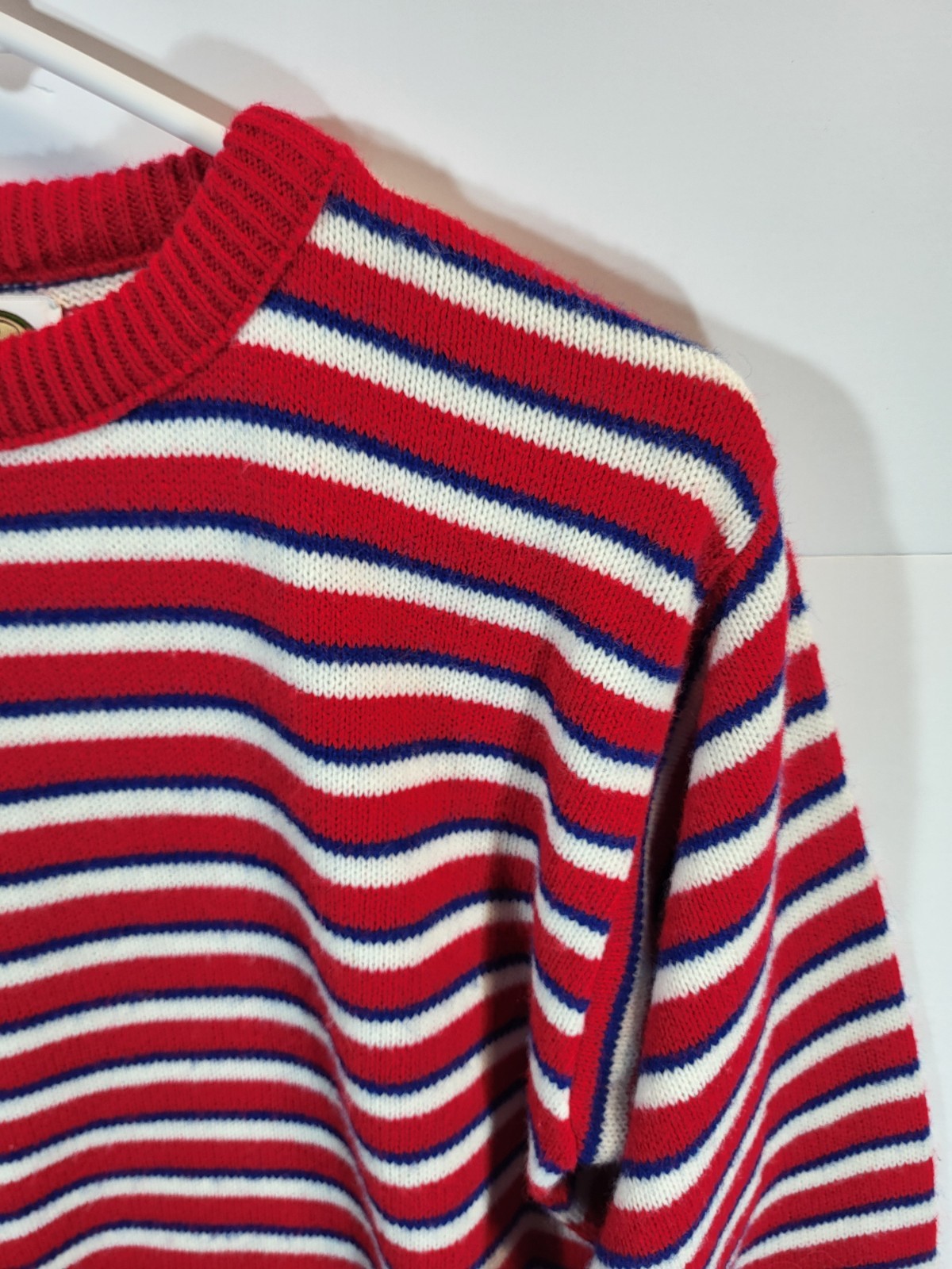 Picket & Post Sweater Women&rsquo;s Small Striped Red White Blue Crew Neck Vintage 80s
