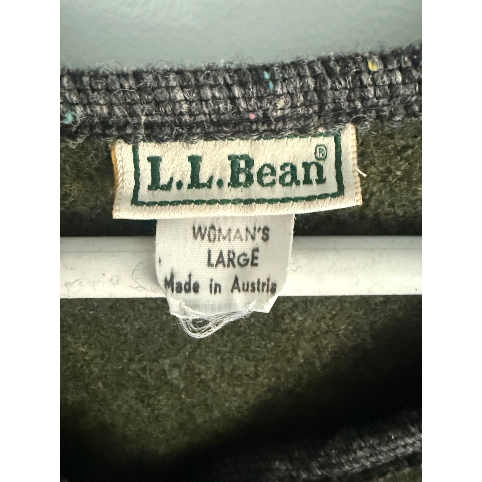 Vintage LL Bean Boiled Wool Coat Womens Large Olive Green Made in Austria 80s