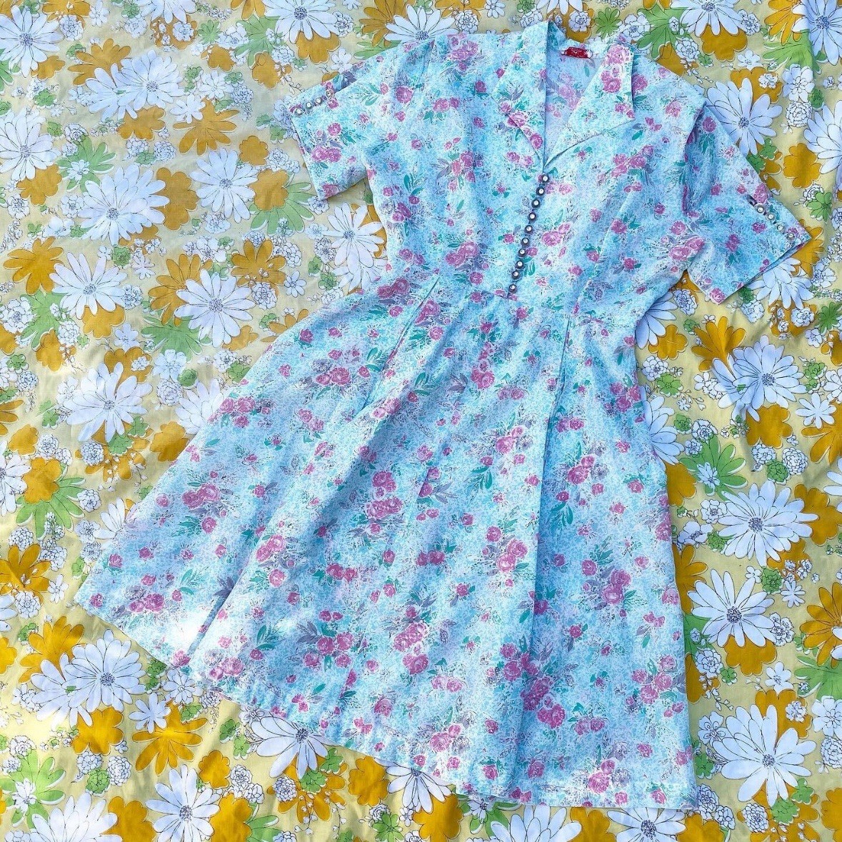 Vintage 1950’s Mode O Day Floral Dress (L)