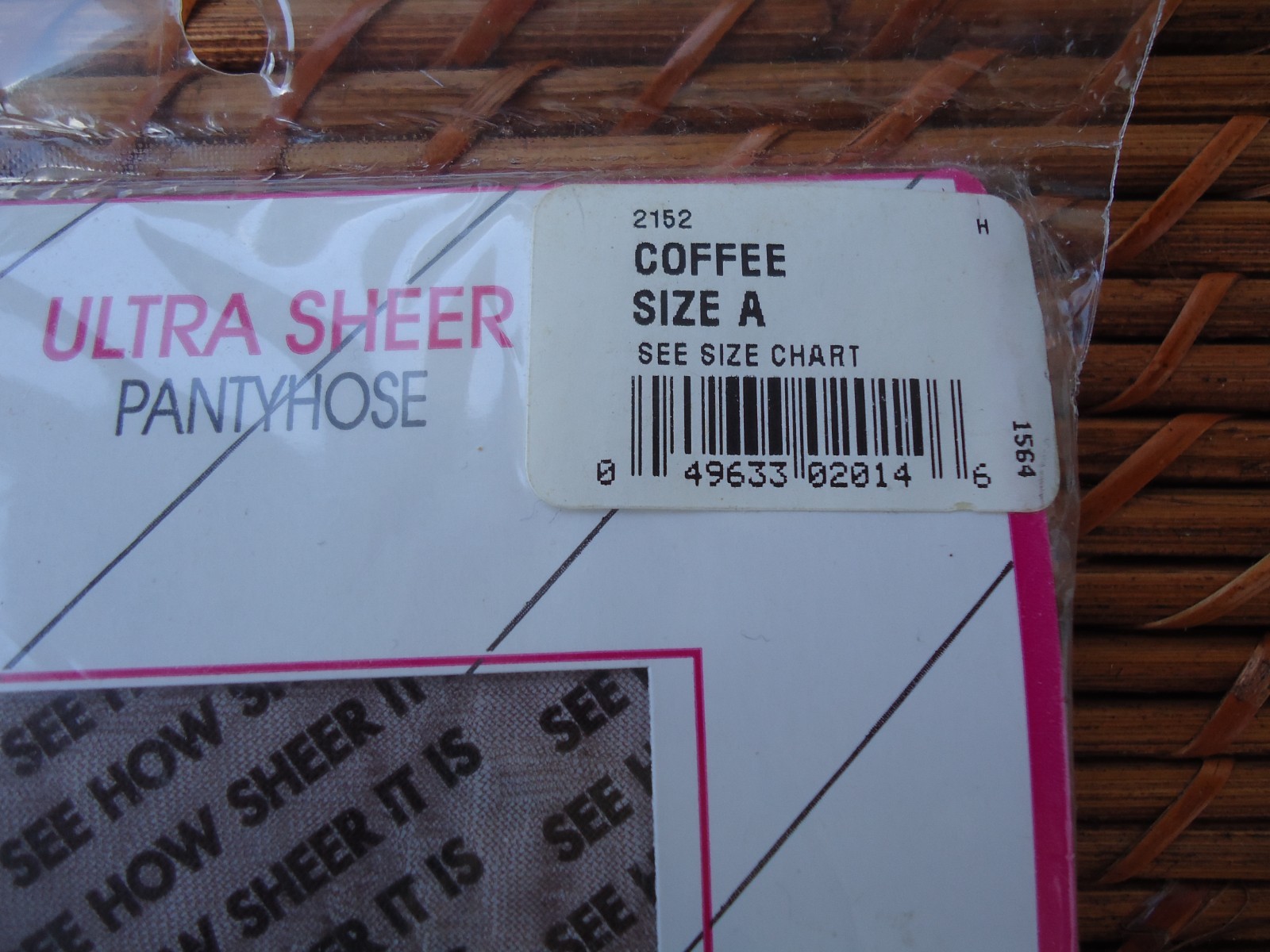 VTG Fruit of the Loom Ultra Sheer Panty Hose Size A Coffee Sandal Foot 2002