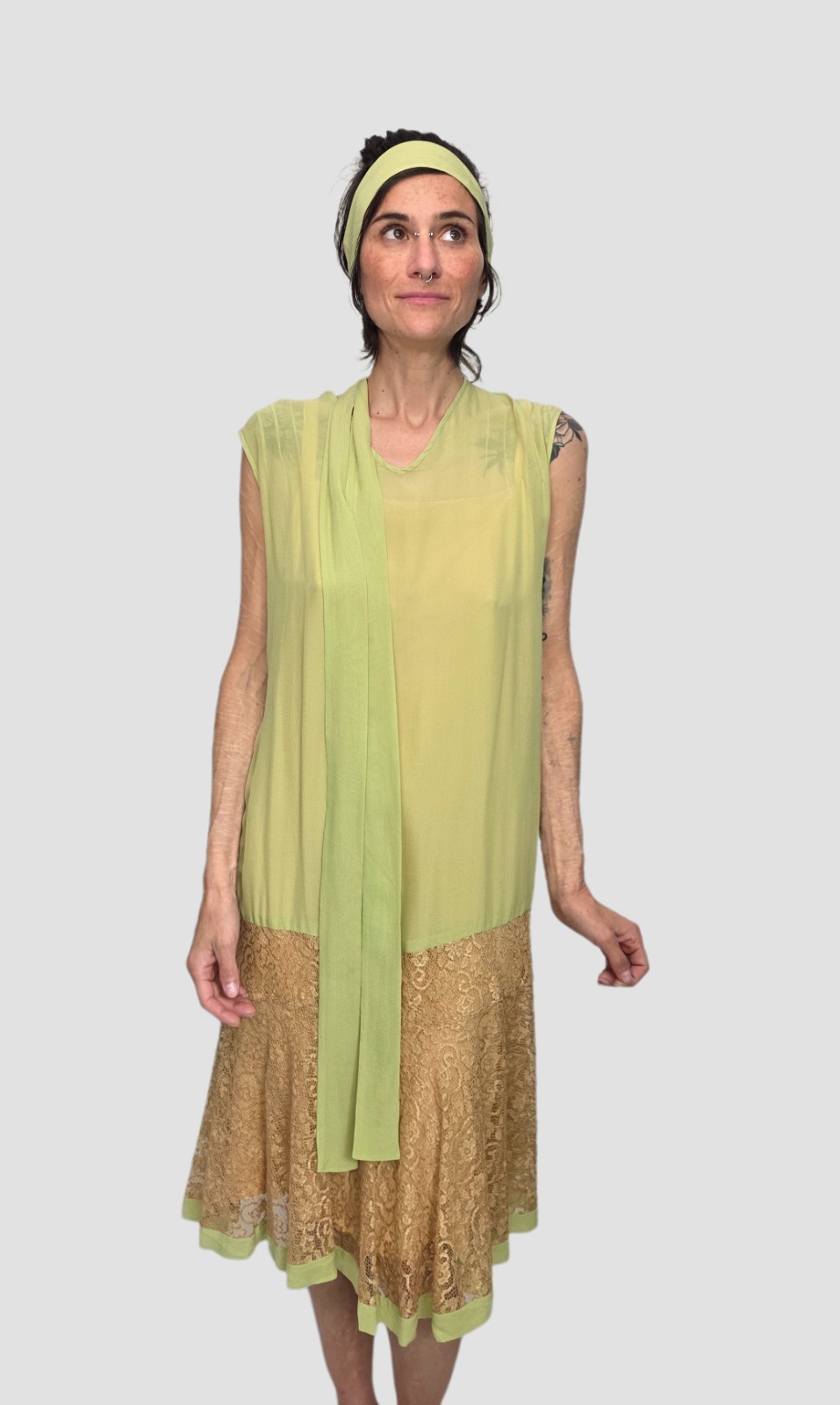 1920s Inspired Silk Chiffon Lace Costume Ensemble | 4 Piece Gatsby Set |…