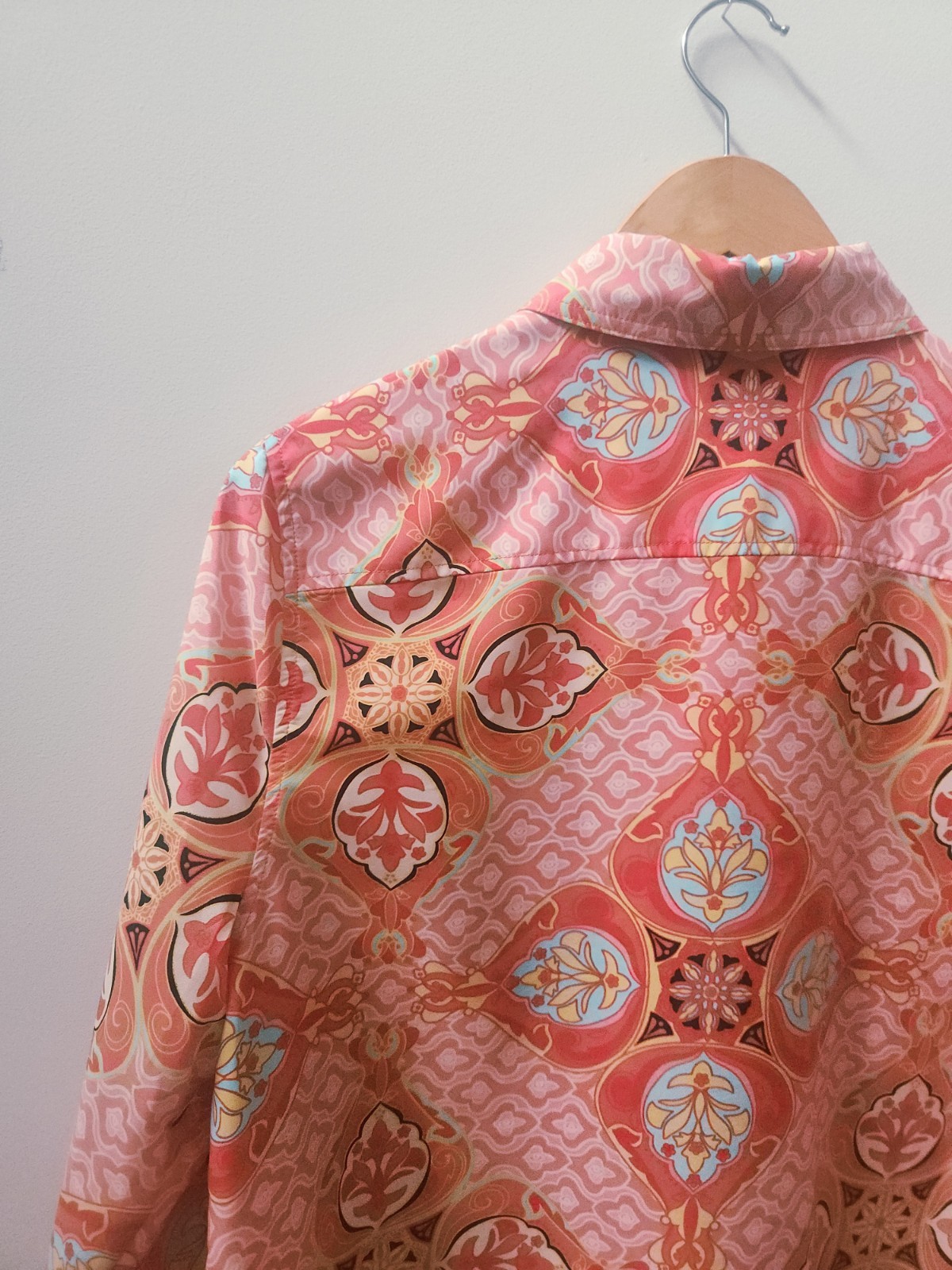 Rafaella Paisley Print Button Up Blouse Womens Large Convertible Long Sleeve