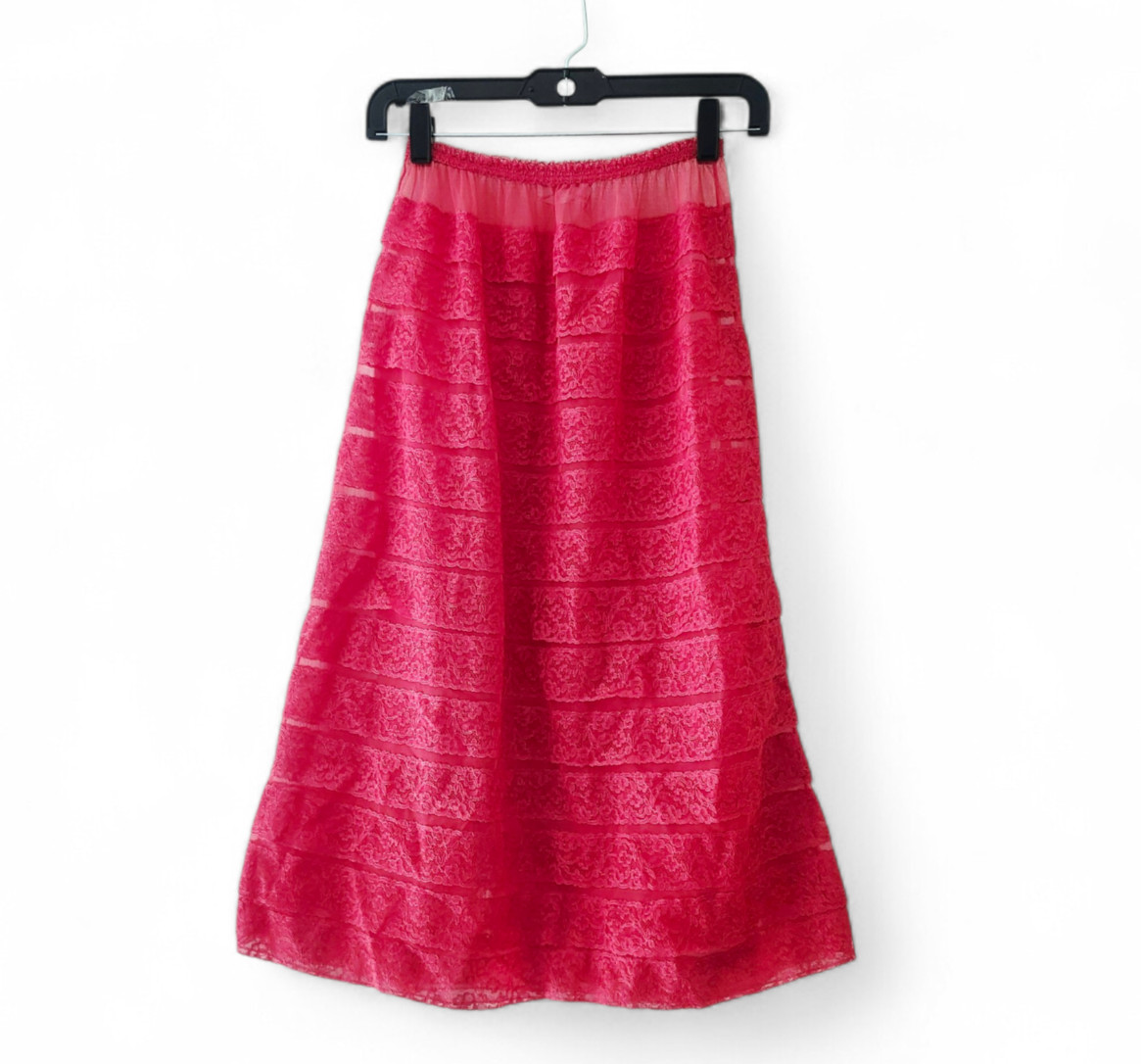 Vintage 1950s Schiaparelli New York Paris slip lace red pink skirt