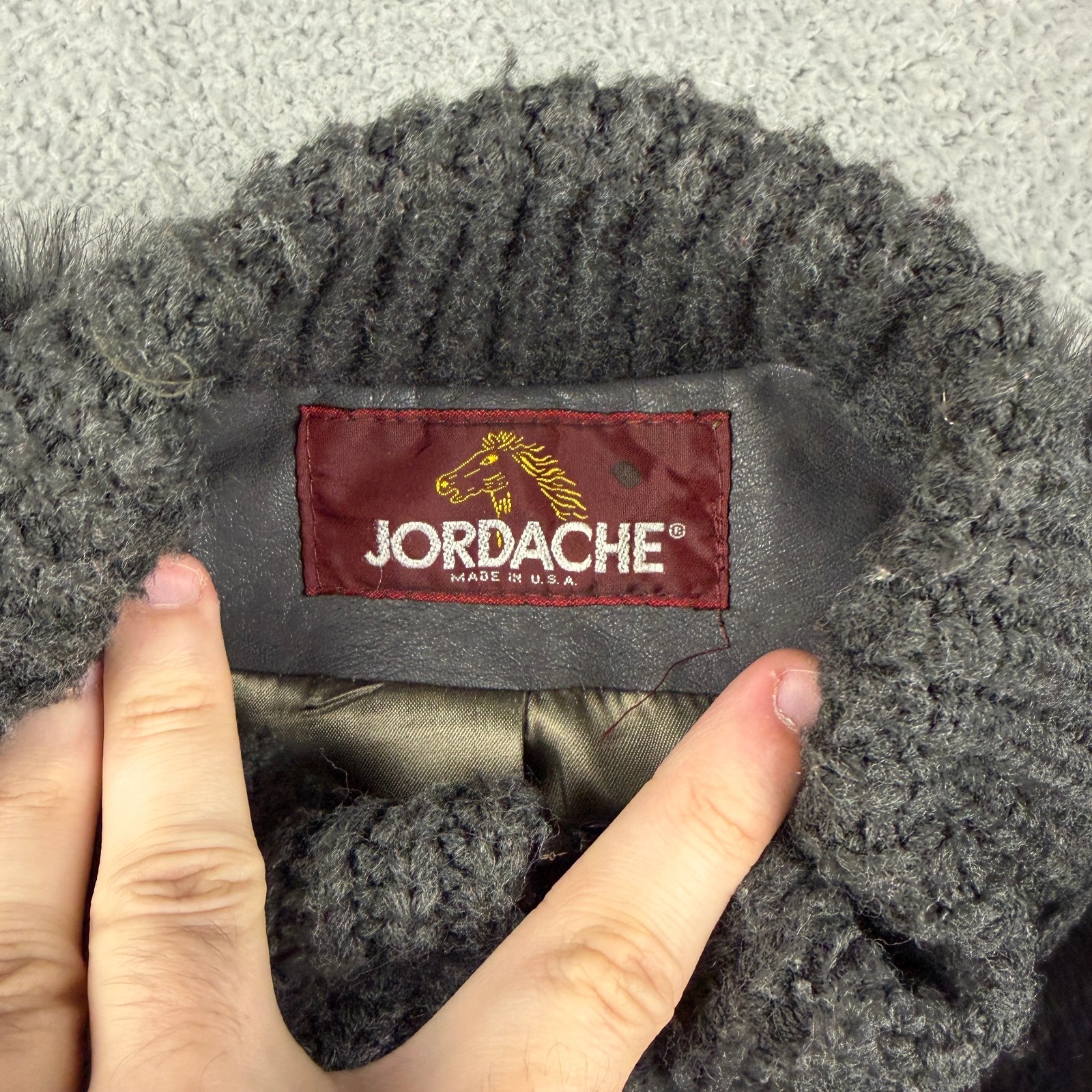Vintage Jordache Gray Faux Fur Knit Sleeve Jacket Coat Women Modacrylic Acrylic