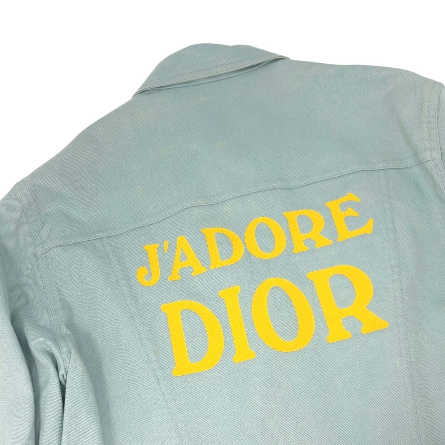Christian Dior Vintage 2001 J&rsquo;ADORE Logo Denim Twill Jacket #36 Blue Yellow
