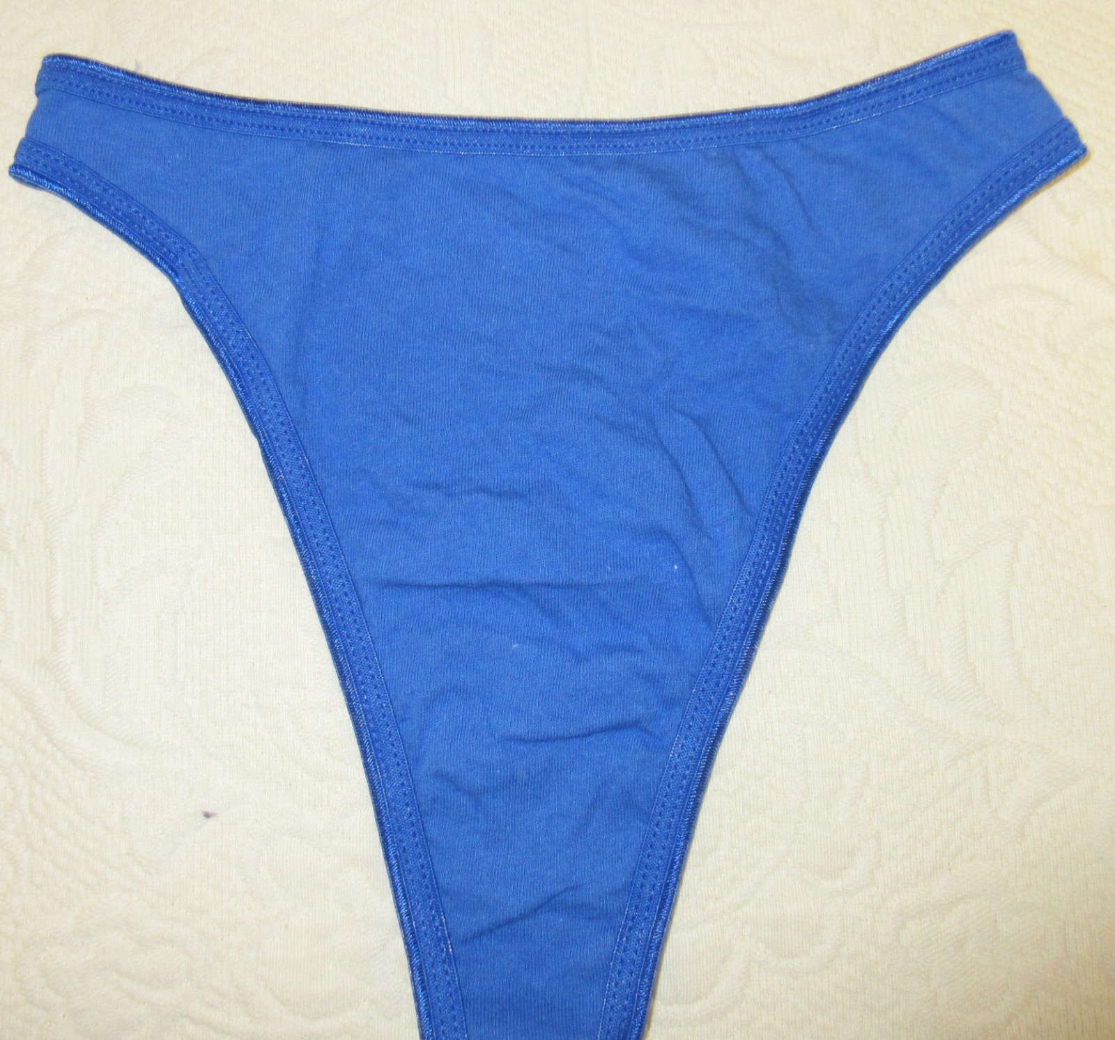 vtg 90&rsquo;s FRUIT of the LOOM COTTON HI CUT THONG BLUE bikini panties sz S/5 lot 2