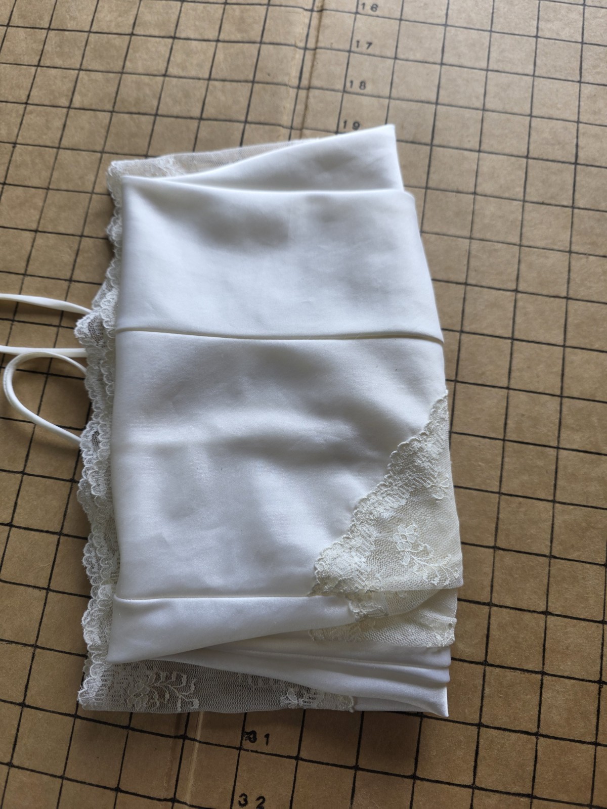YSL Lingerie Satin Camisole 34 Embroidered Logo, Lace Trim, Vintage Made France