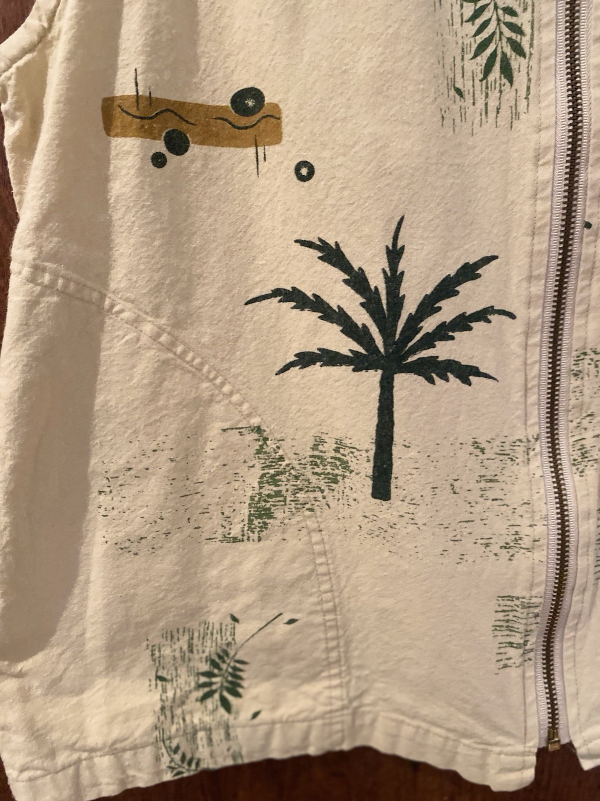 Vintage 90s Tropical Palm Tree Zip Front Vest