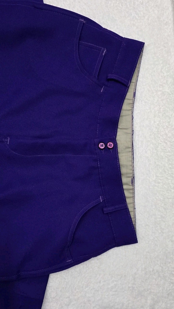 Vintage 1970s Miss Holly 100% Polyester 5 Pocket Pants, Purple, 32 Waist