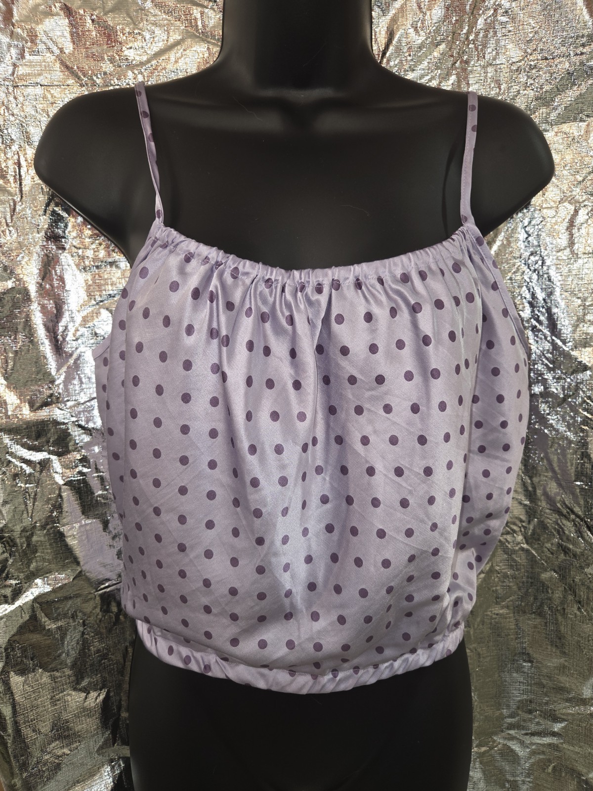 NEW Vintage Purple Dot Victoria&rsquo;s Secret Silk Top Size Small Dec 2000