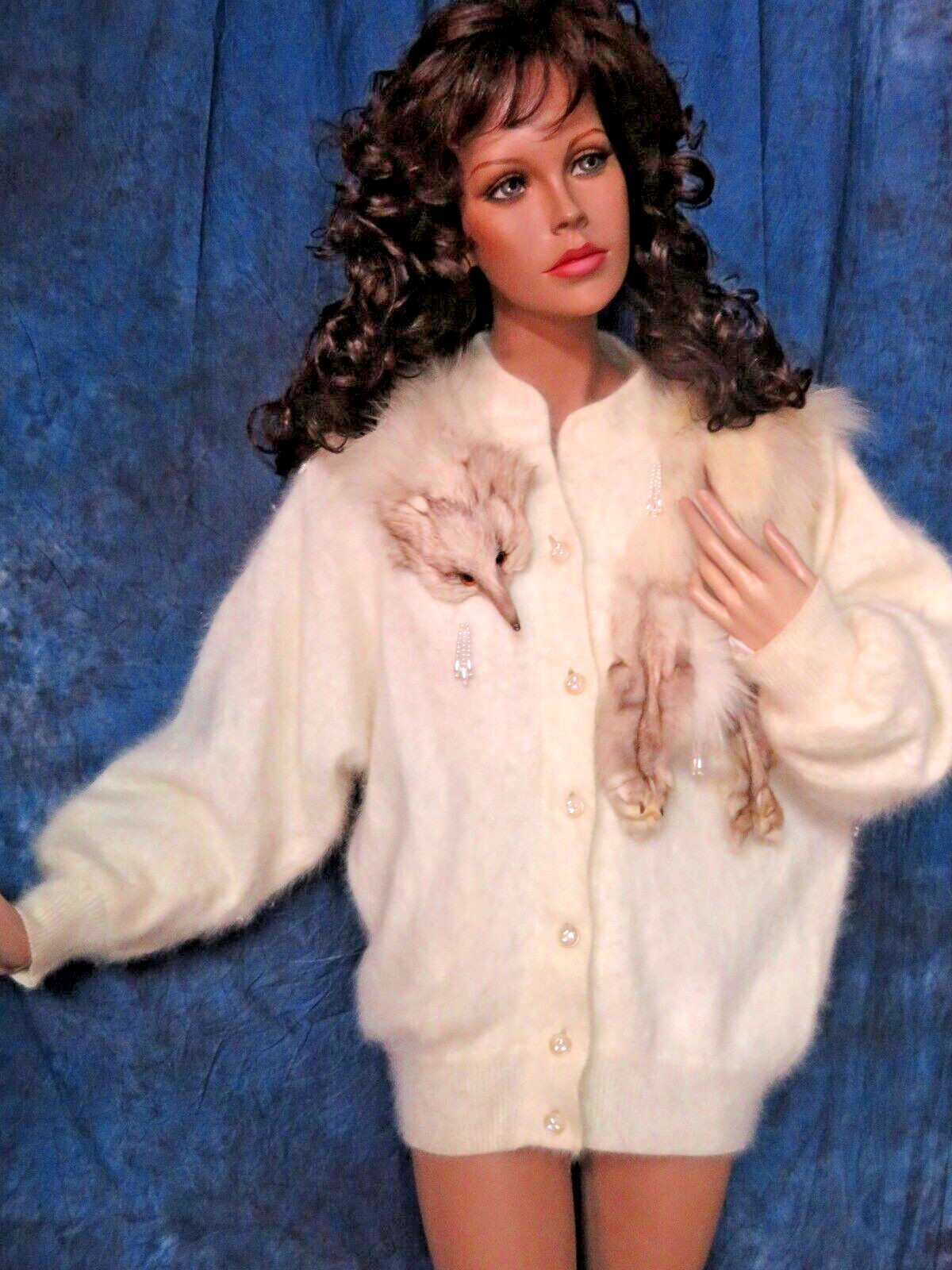 Sweater Jacket Angora and Fox Fur cocoon Batwing Art Deco Flapper style My Lady