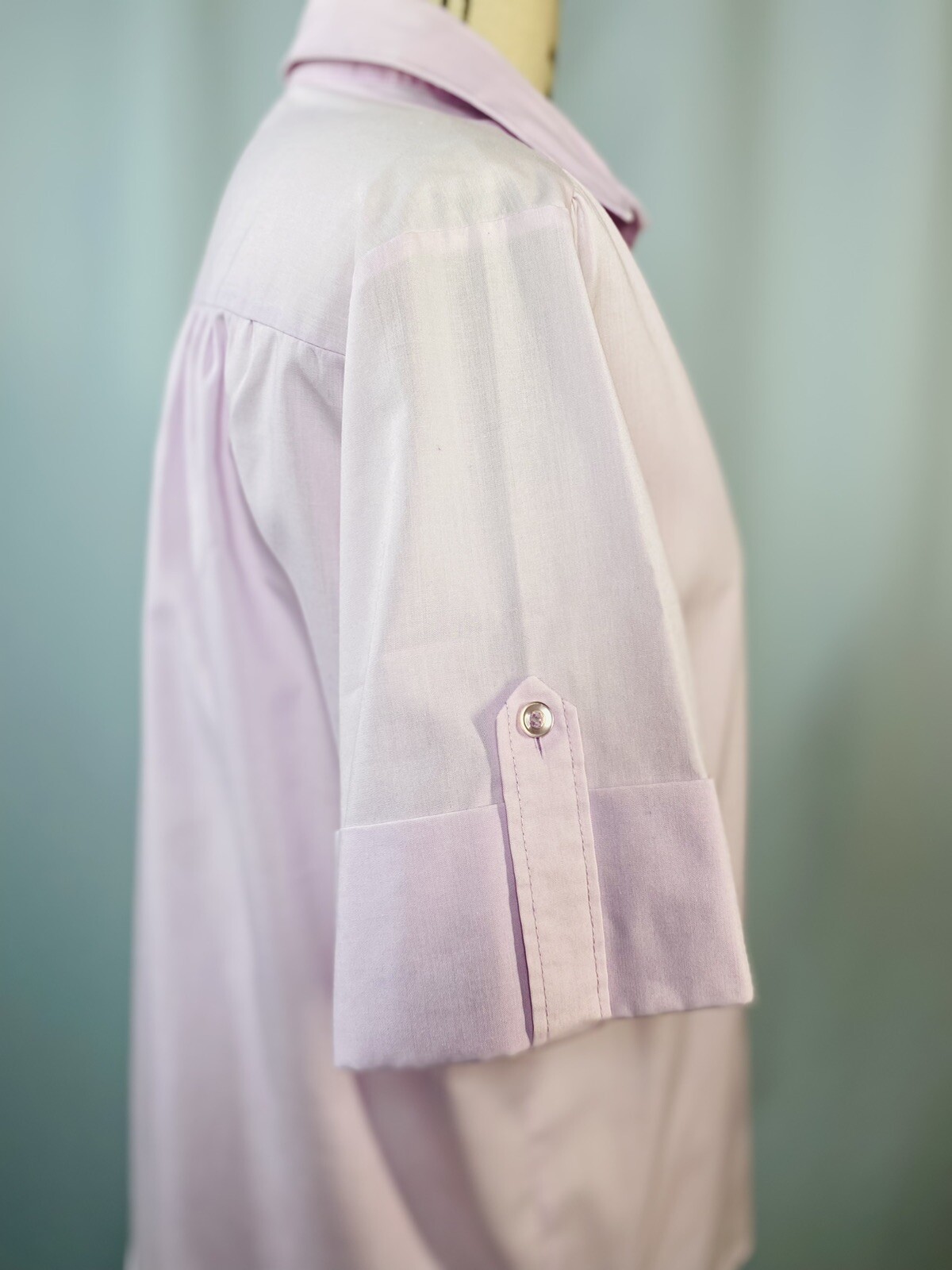 Vintage Blouse SIZE MEDIUM lavender purple short sleeve 70s 80s LAND N&rsquo; SEA
