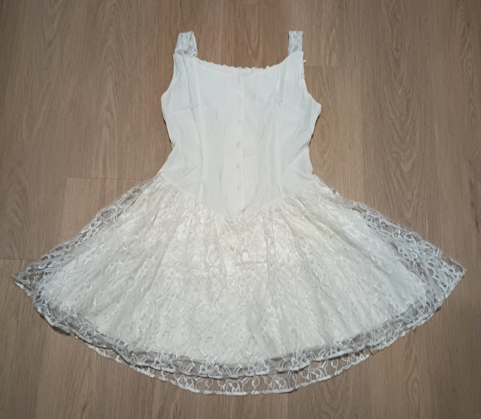 Vtg 80s Chantilly Lace Sequin TULLE Layered Skirt prom fit flare glam Dress S
