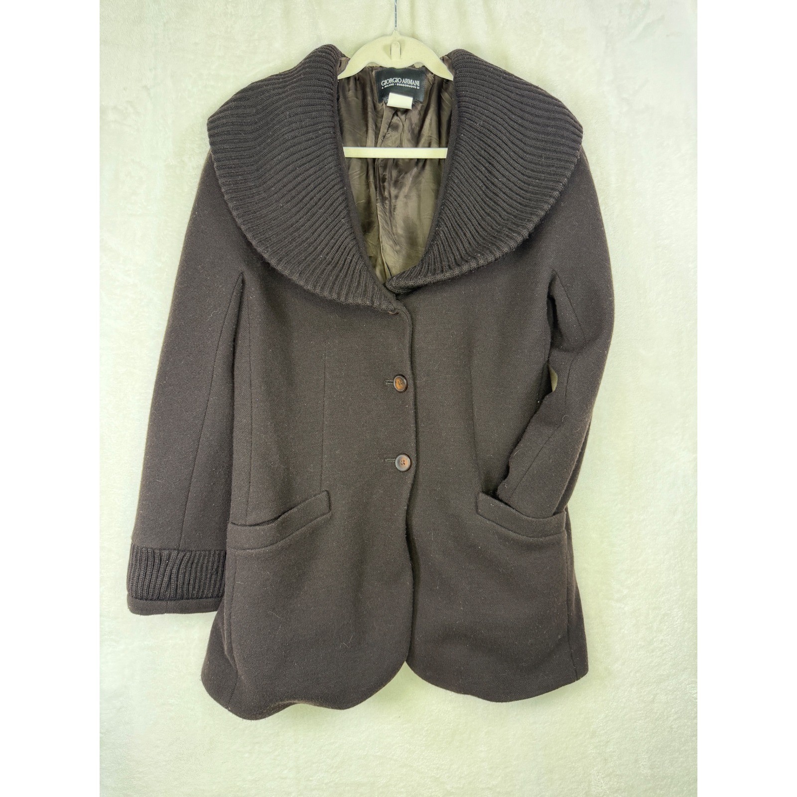 Vintage Giorgio Armani Milano Borgonuovo 21 Rib Shawl Collar Coat Jacket Women&rsquo;s