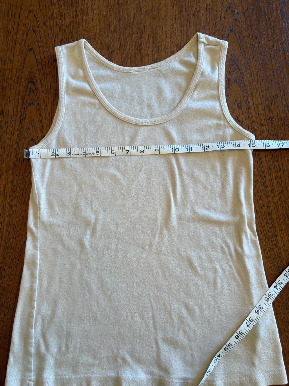 Vintage 80s 90s Thin Natural Cream Cotton Tank Top Blank S/M Minimalist Prarie