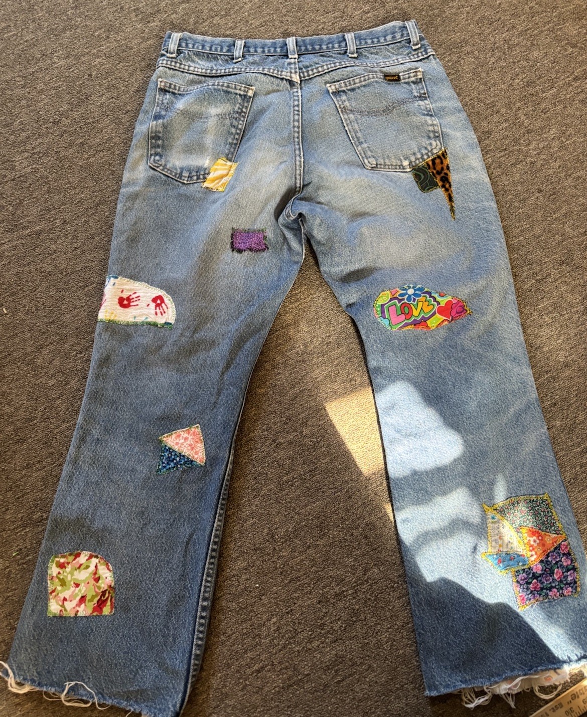 Vintage Sears Roebucks Patchwork Jeans No Size Tag Waist 28