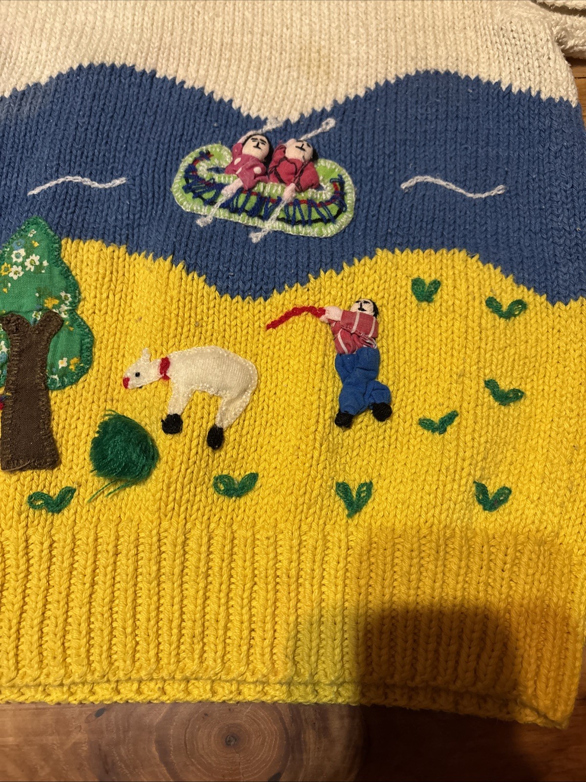 Vintage Handmade Cotton Sweater Peruvian Artist Jon Planas /Rachel&rsquo;s Collection
