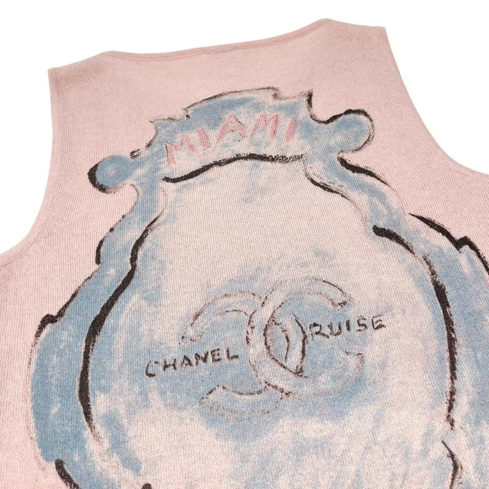CHANEL Vintage 09C CC Mark Logo Heart Knit Tank Top #34 Pink Cashmere Rank AB+