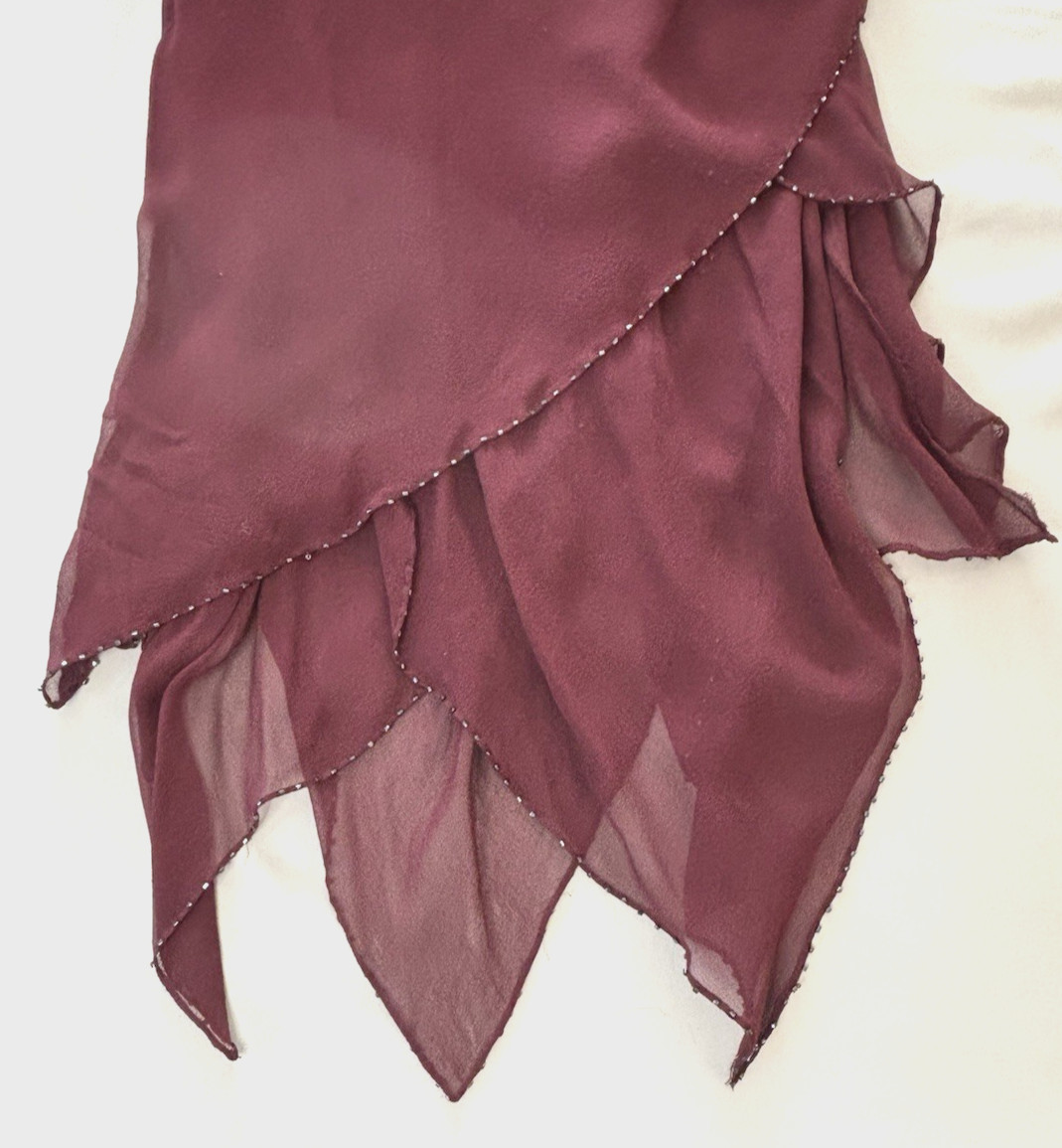 Vtg 90&rsquo;s Laundry Women&rsquo;s Burgundy Silk Beaded Cocktail Formal Dress Sz 10 NWT