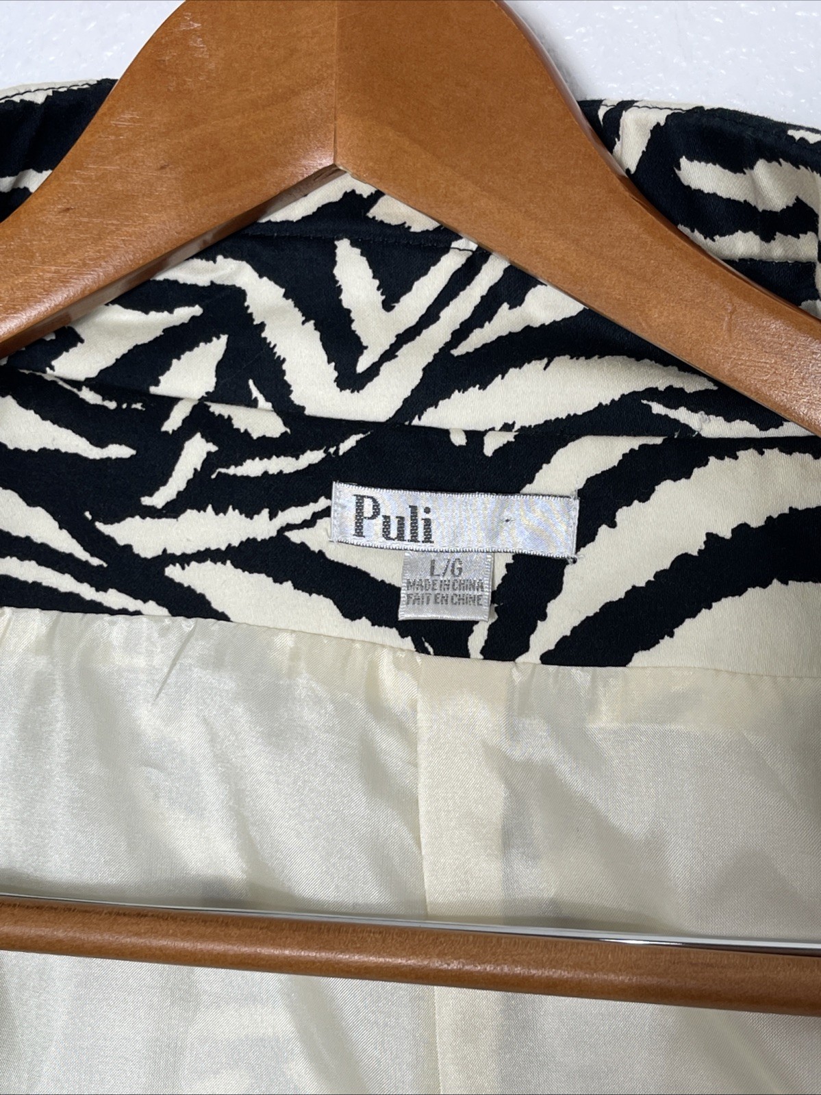 Vintage Puli Zebra Print Belted Utility Jacket Womens LG Y2K Indie Sleaze Cotton