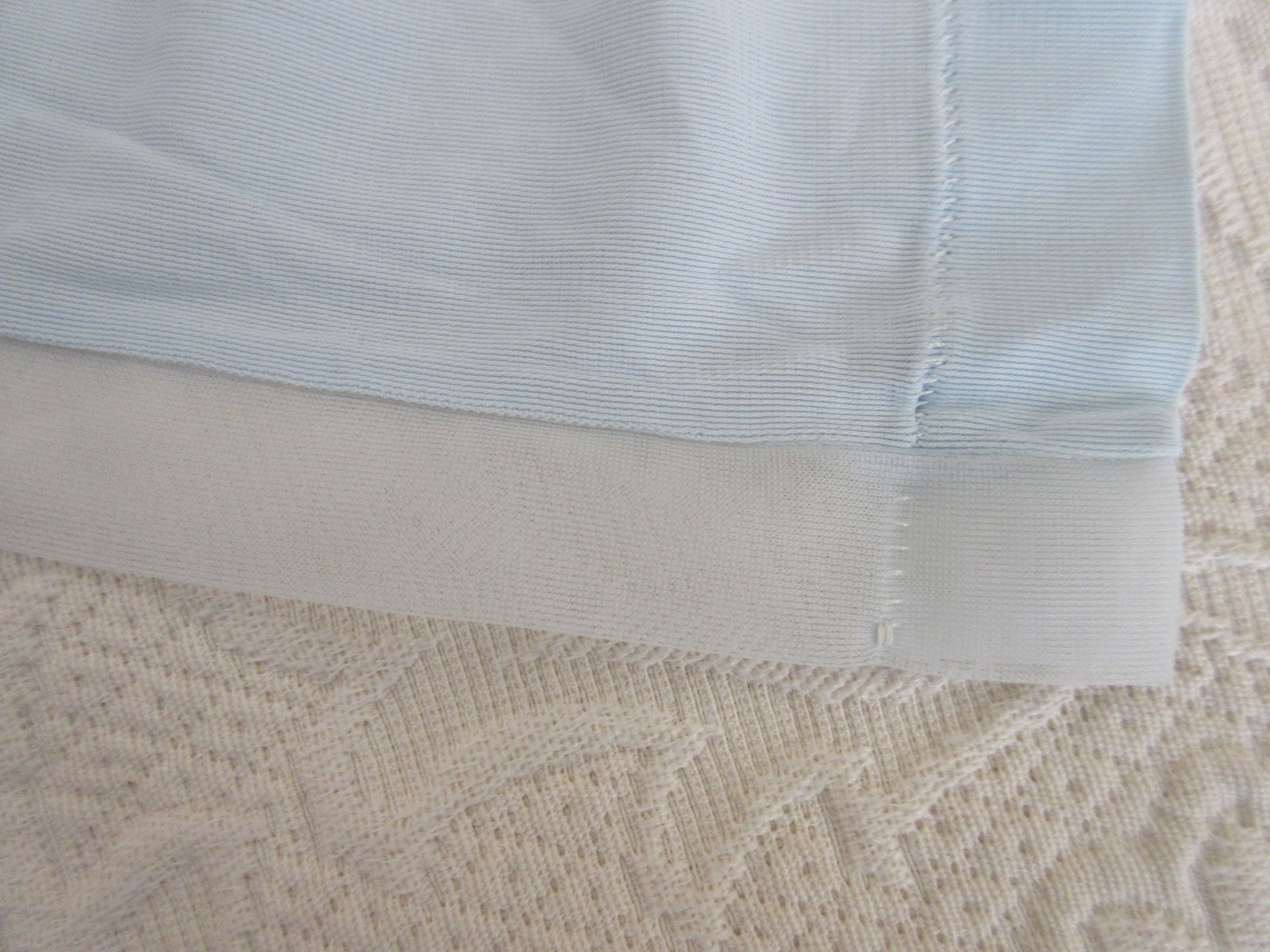 1950&rsquo;s BED JACKET LORRAINE Sheer BLUE nylon LACE overlay size MEDIUM 36/38 USA