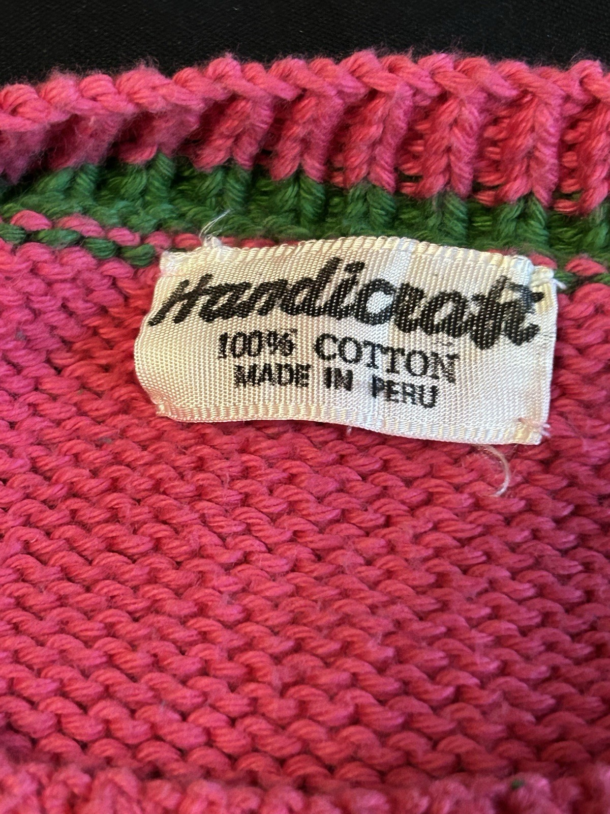 VTG 80&rsquo;s PICKING WATERMELON HANDMADE PERUVIAN EMBELLISHED NOVELTY SWEATER S-LG