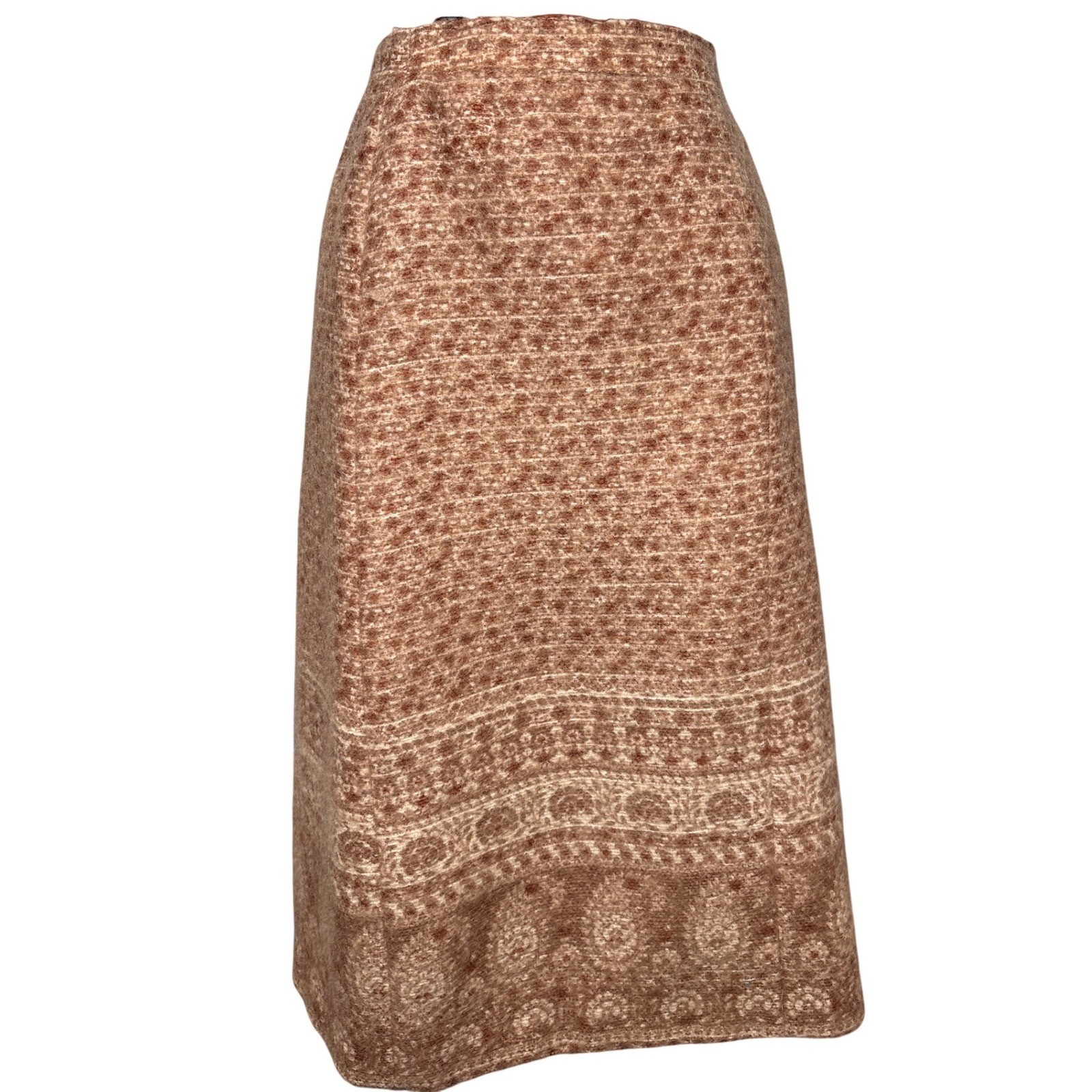 VTG 70s Raoul Leander Brown Wool Mohair Midi Skirt Sz EU42/US 6 Retro Academia