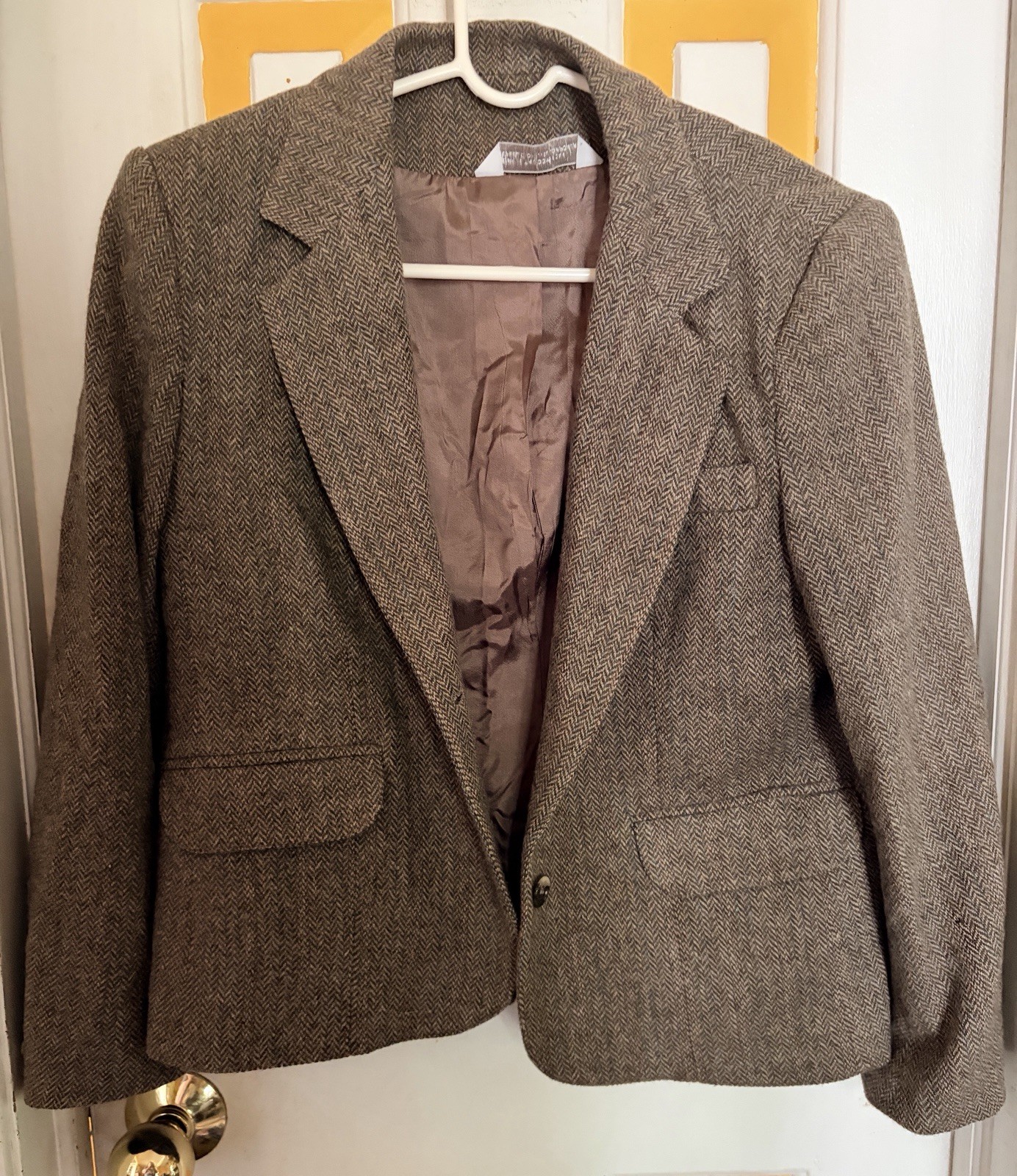 Vtg Barclay Petites 100% Wool Herringbone Skirt Set Dark Light Academia Size 6