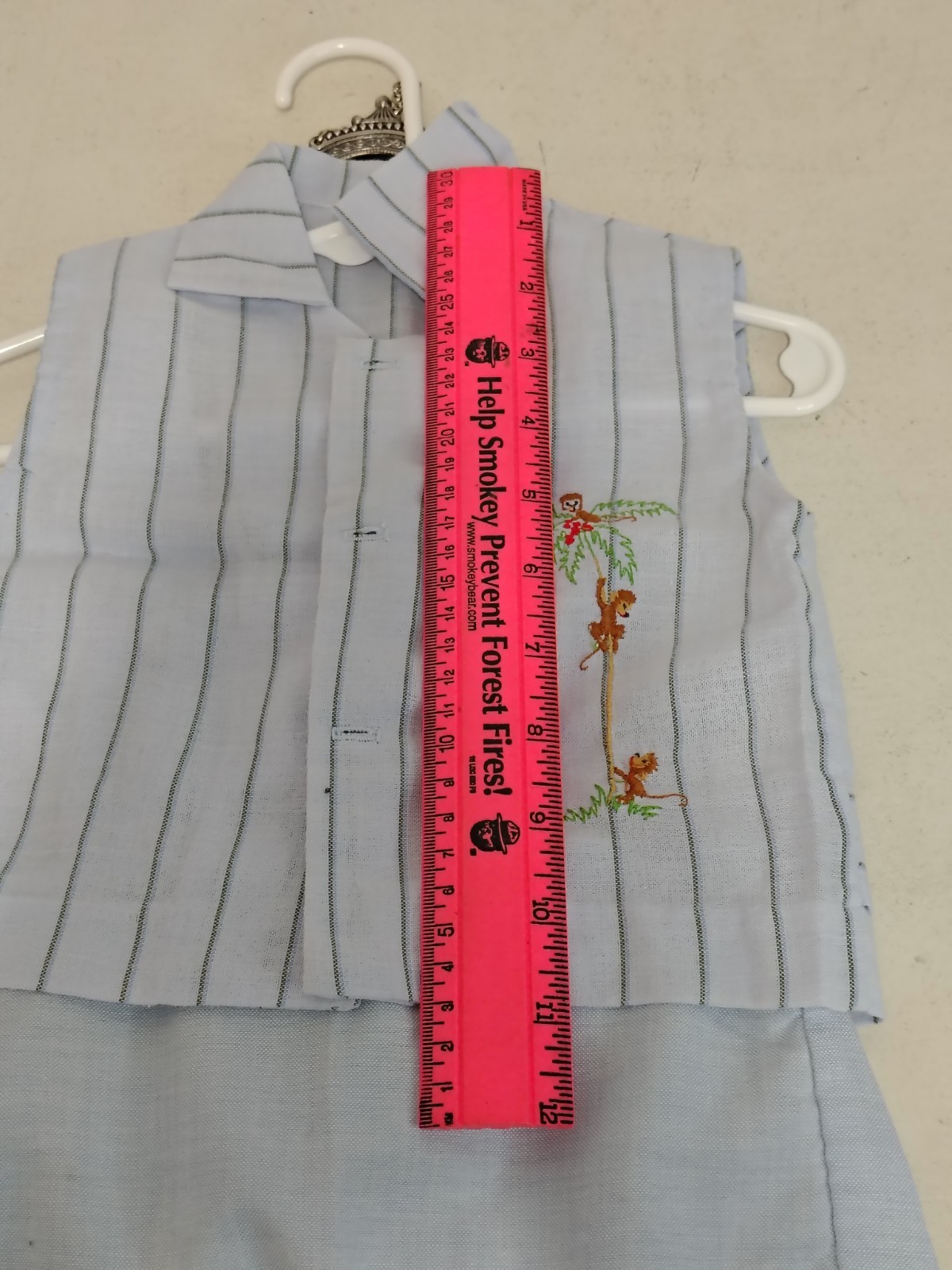 Infant Boy 60s/70s 2 Pc Striped Romper Set With Monkeys (Measurements In Photos)