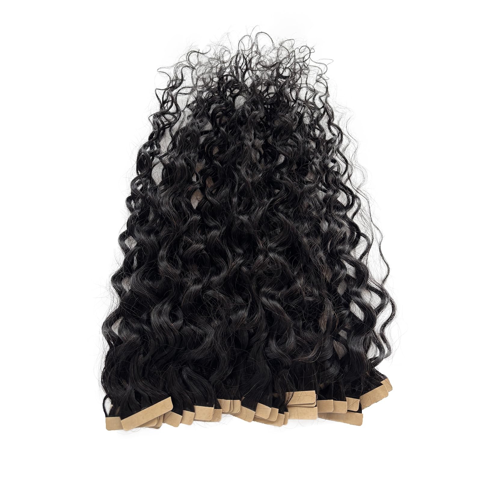 Invisible Tape in Hair Extensions Human Hair 24 Inch Water Wave Natural Black