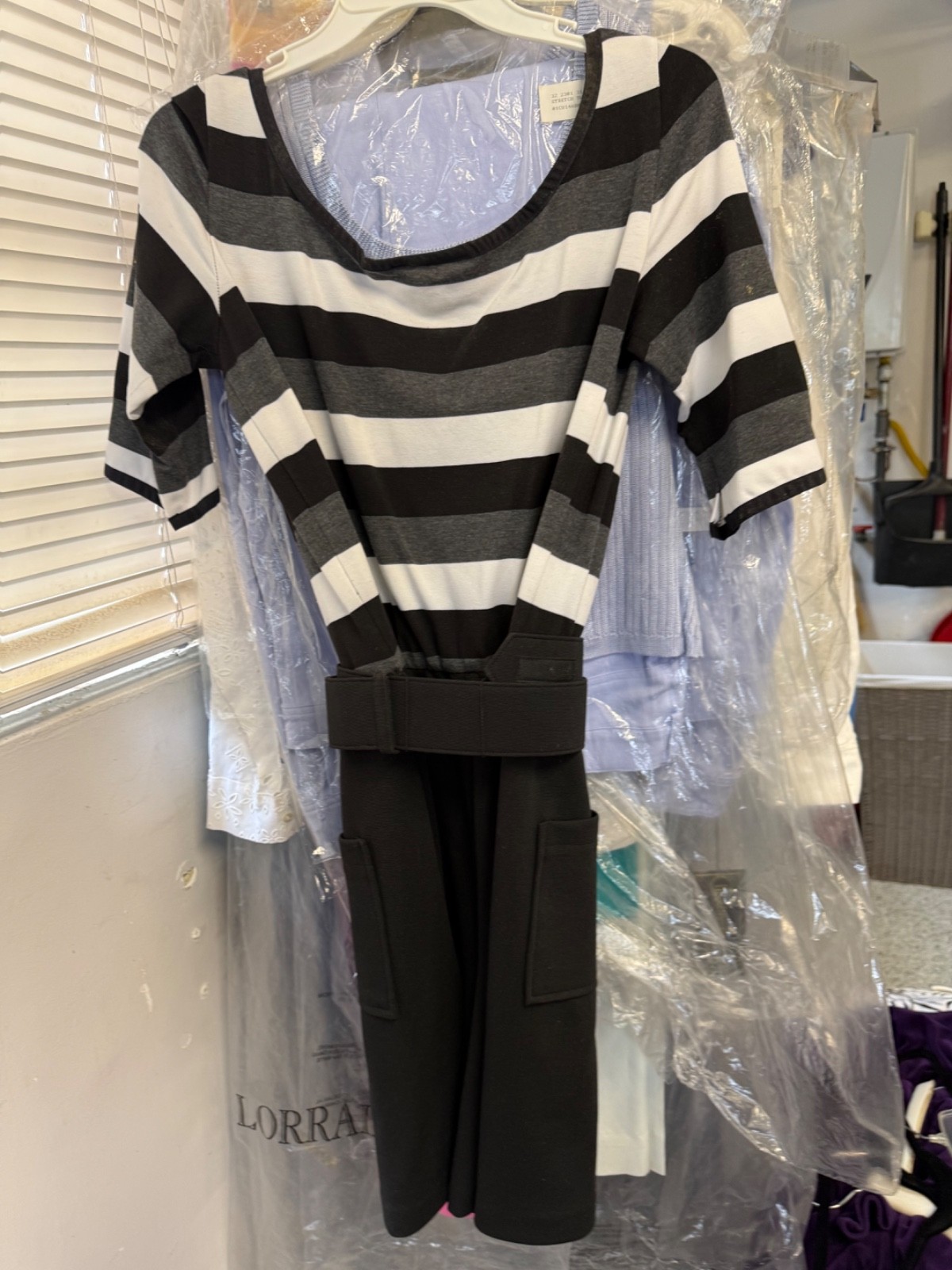VTG Linda Segal Romper Skort Dress Striped Belted Playsuit 80s Size 6 USA