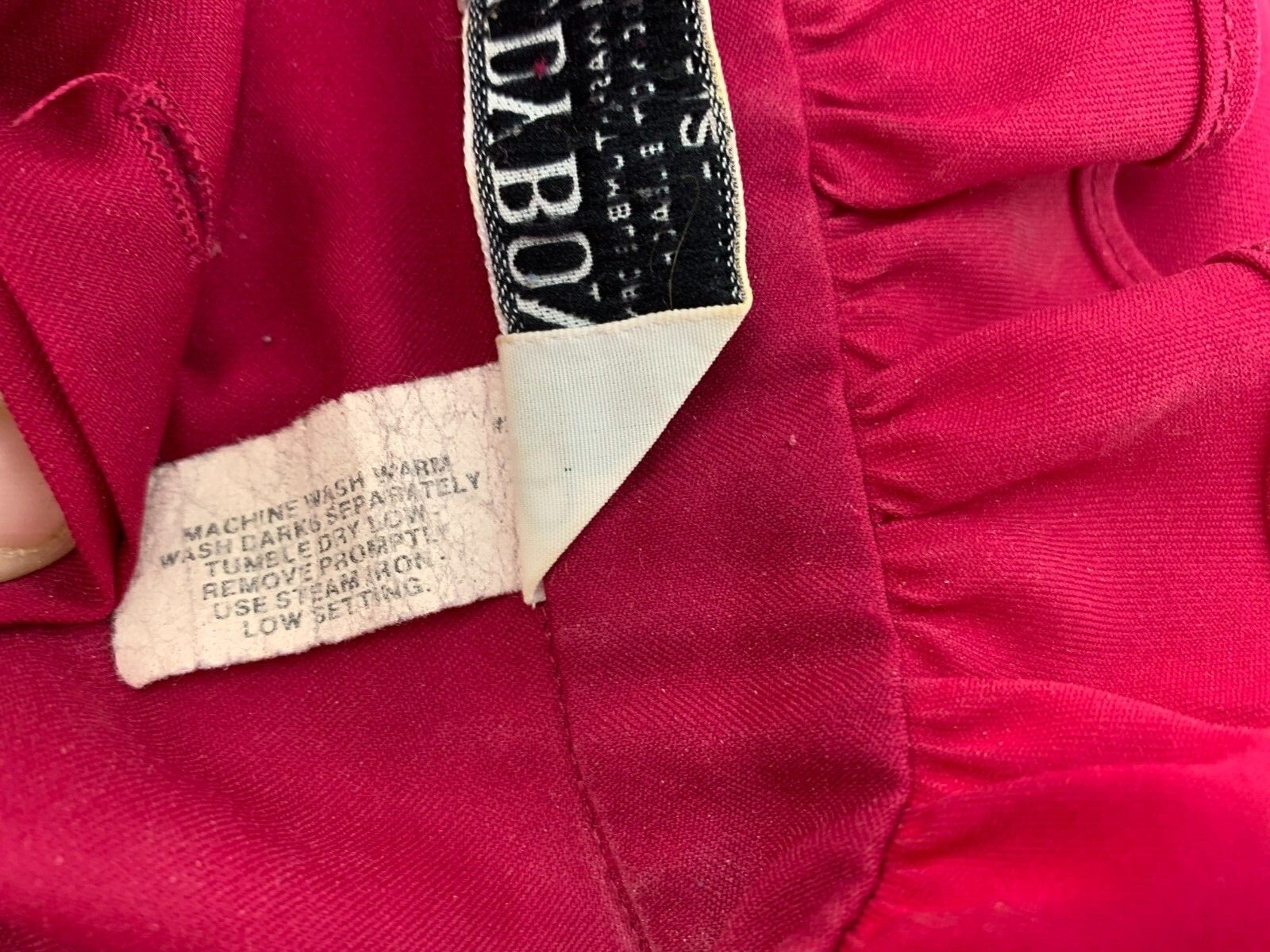 Vintage Judy Bond Button Up Purple / Red Blouse High Collar Ruffle Front Size 12