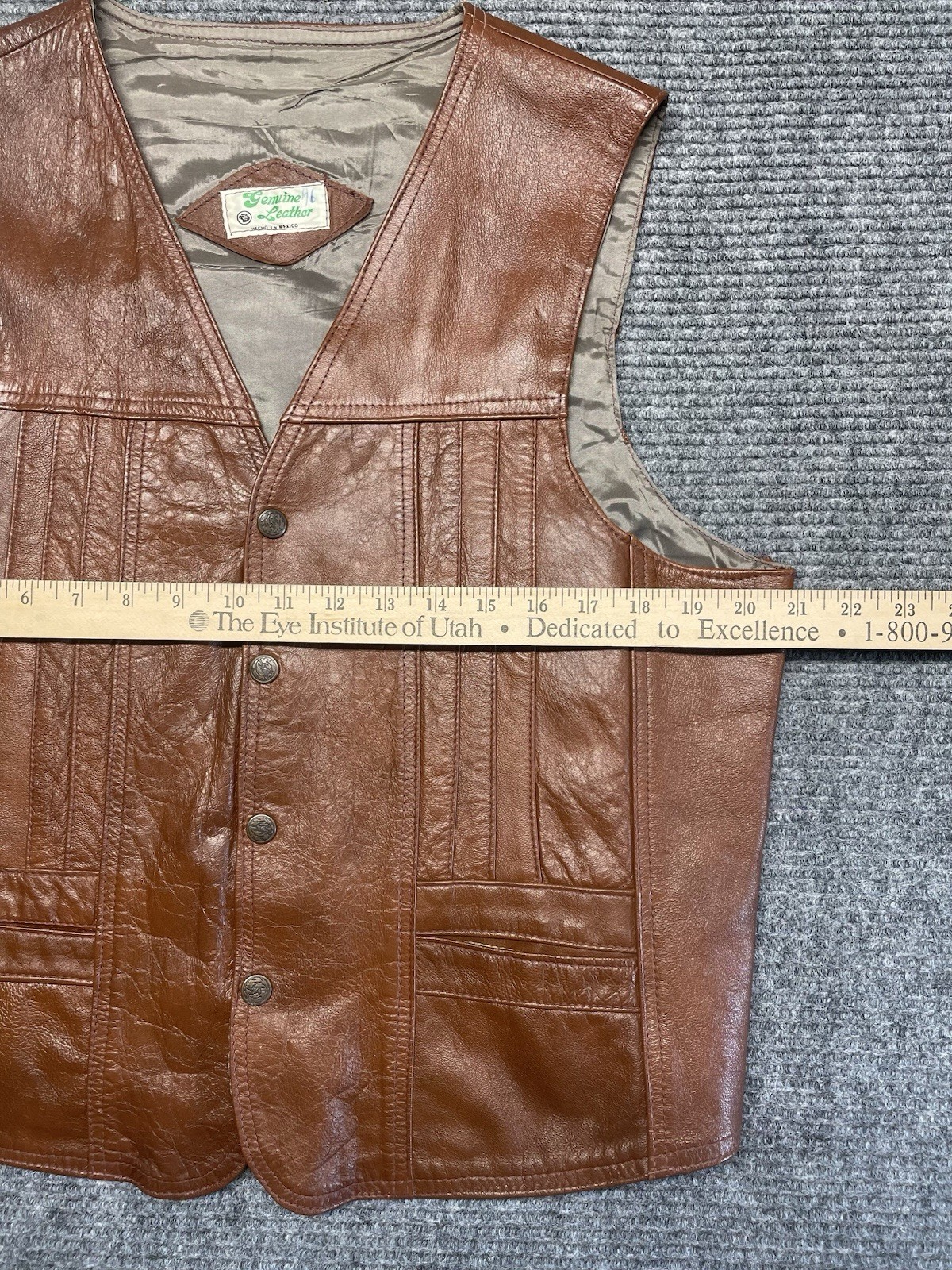 VTG Rustic Genuine Leather Vest Large (42) Mexico Cowboy Ranch Style Motorcycle