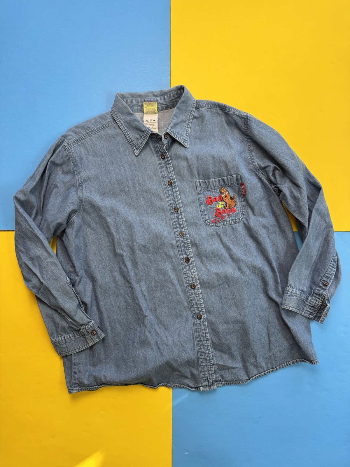 Vintage 90s Scooby Doo Cartoon Network Denim Button Up Shirt Womens XXL