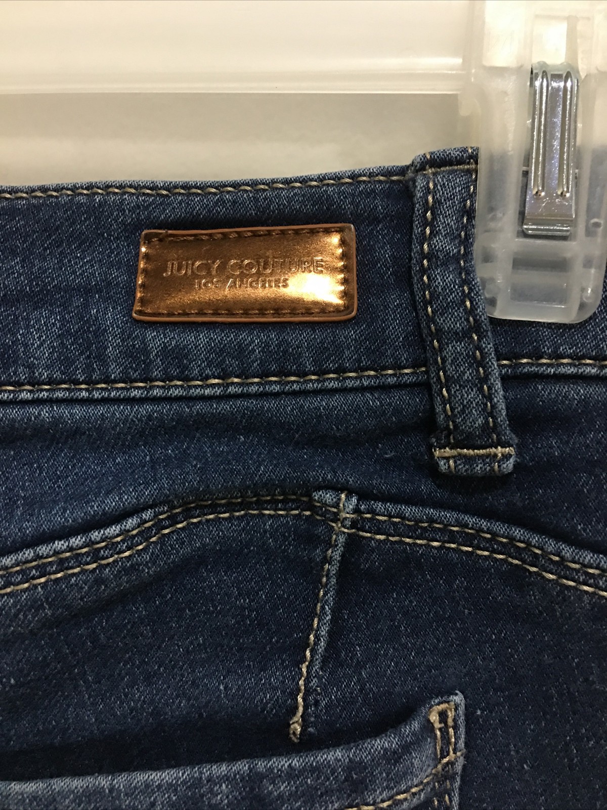 Juicy Couture Blue Denim Stretchy Cuffed Shorts Size 4 Hipster Glam Summer