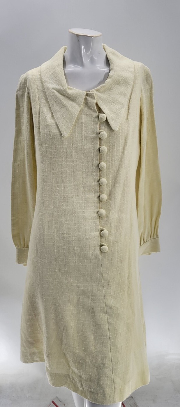 Young Edwardian Arpeja Womens Cream Asymmetrical Pointer Collar Dress S