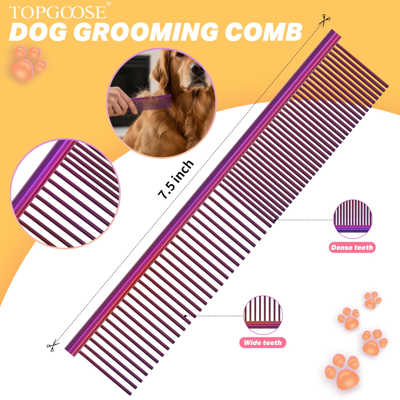 TOPGOOSE Dog Grooming Scissors Kit, Professional 6 in 1 Pet Scissors Sharp Shear
