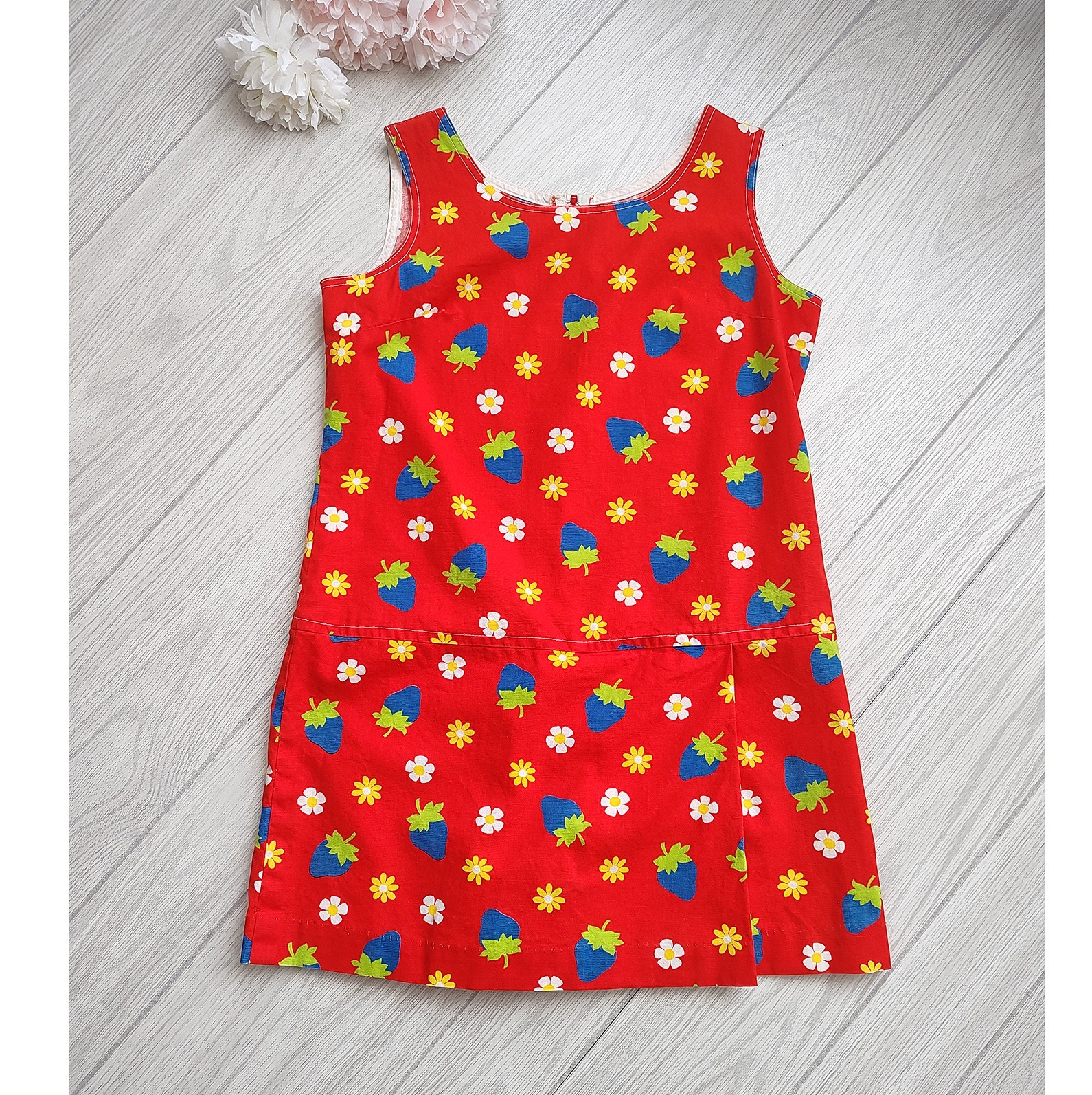Vintage 60s Strawberry Romper Playsuit Mod Skort Red Novelty Fritzi California S