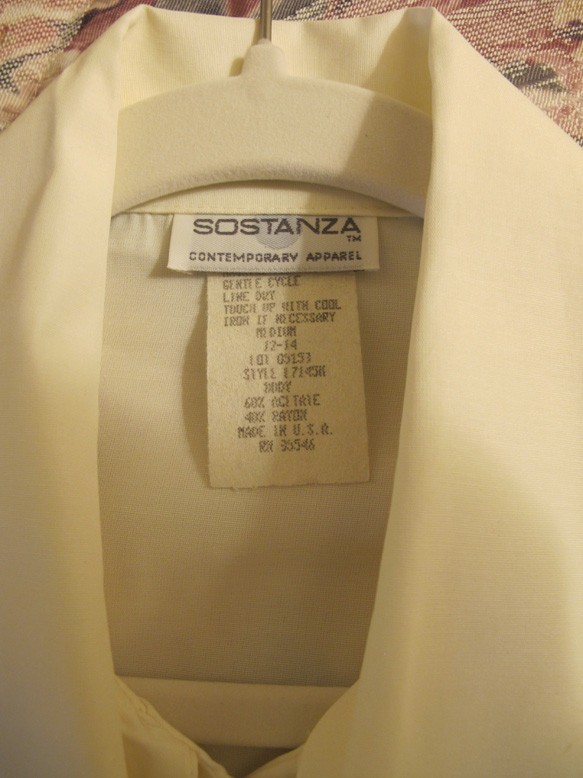 Sostanza DRAGON blouse REDUCED~Vintage 70s~Wmns Sz M~USA MADE~Cream~FREE H