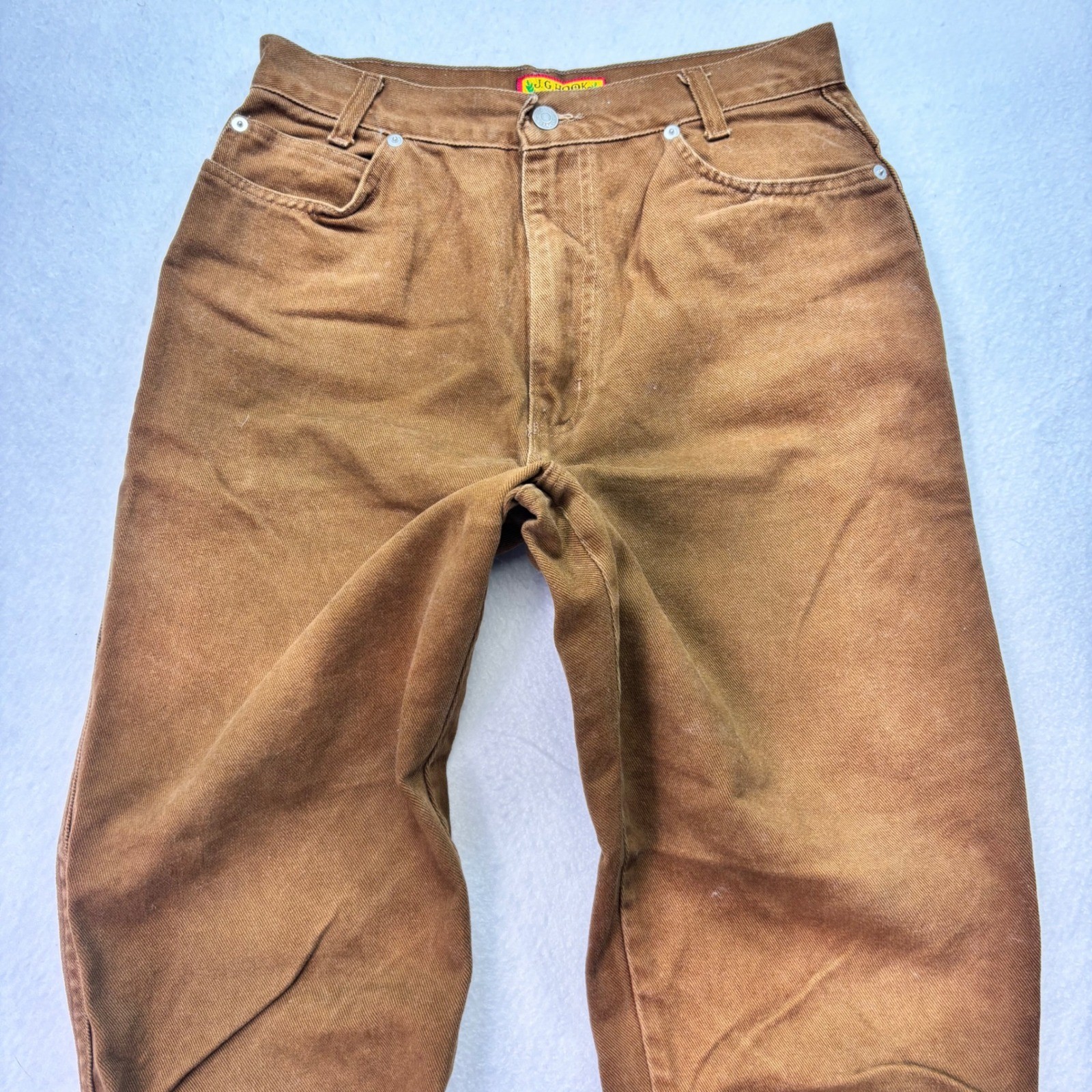 J&Hook Jeanswear Brown Work Pants Size 12 Vintage Workwear Straight Leg