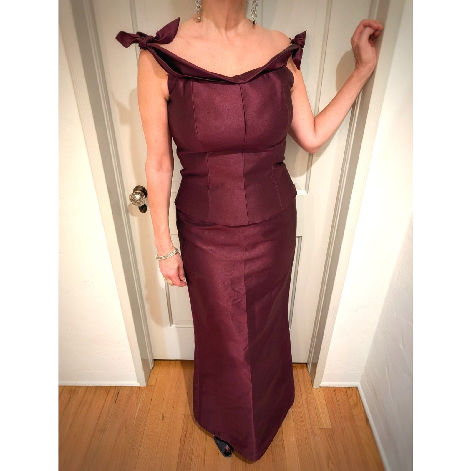 VTG 90s Chetta B. Peter Noviello Sherrie Bloom SILK Taffeta Formal Skirt Set, 6