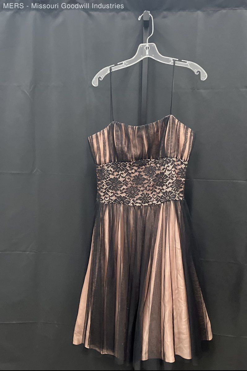 OC by OC Women&rsquo;s Black Pink Vintage Y2K Tulle Lace Spaghetti Strap Dress Sz 12