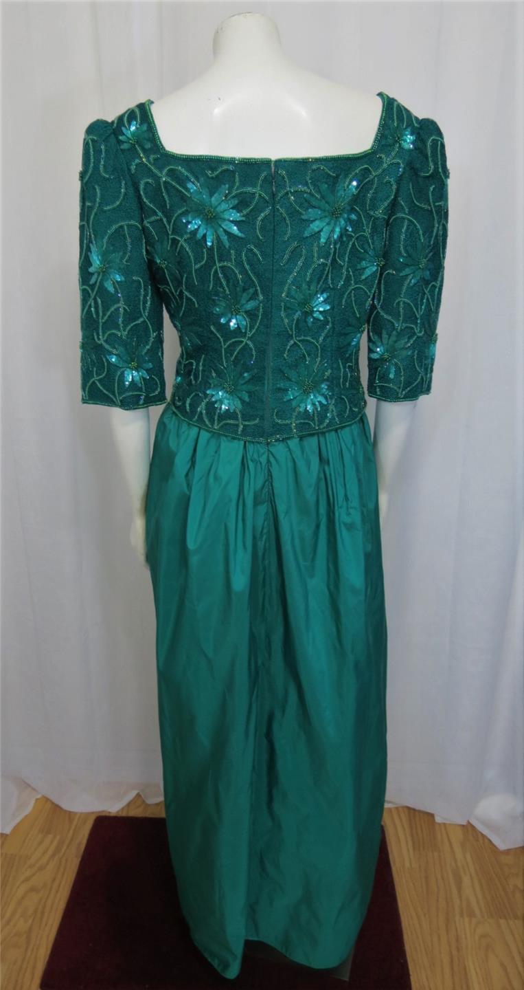 Richilene New York Spectacular embroidered & beaded SILK special occasion gown L