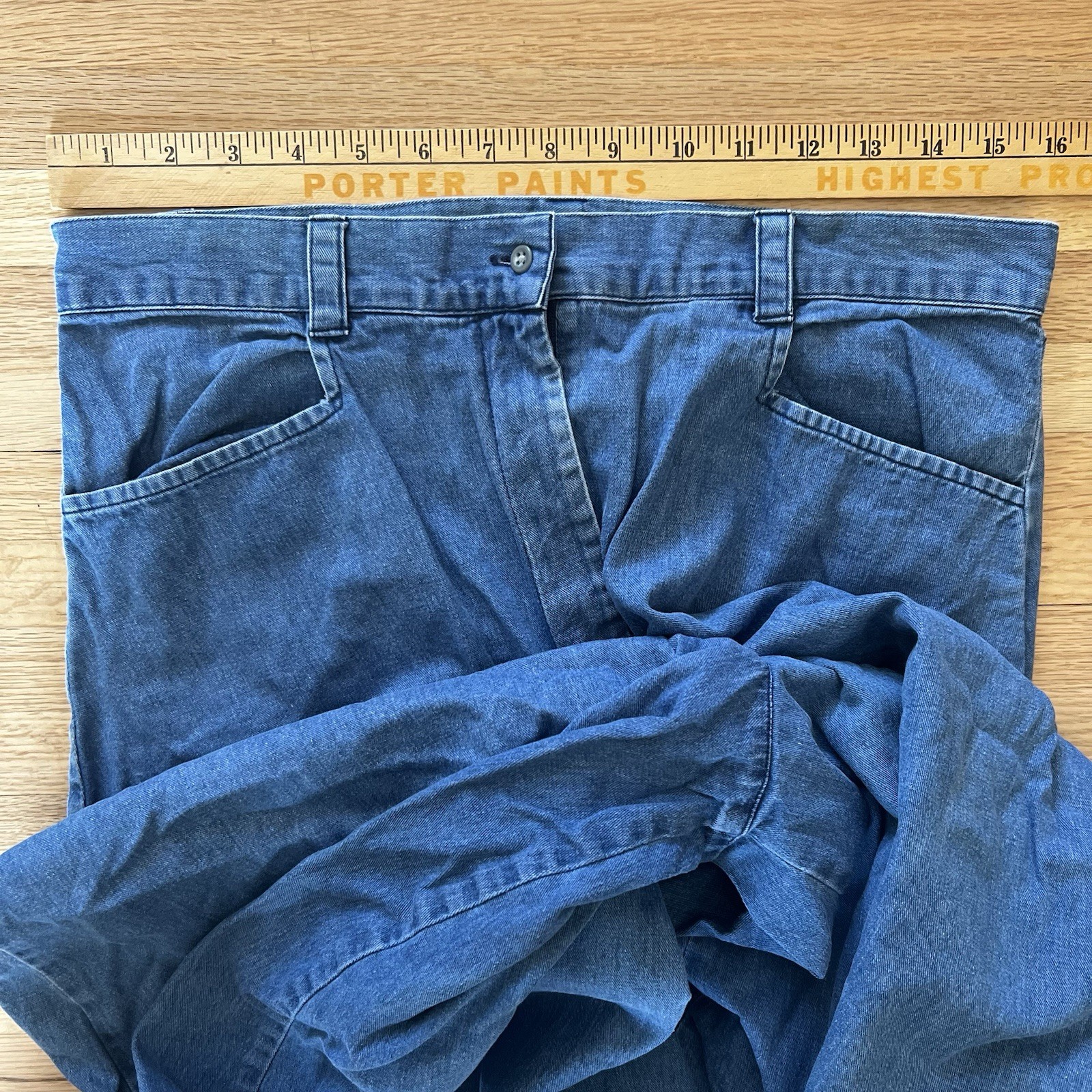 Vintage Denim Culottes Flare Wide Leg Capri Shorts Frontier Classics 32” Sz 14