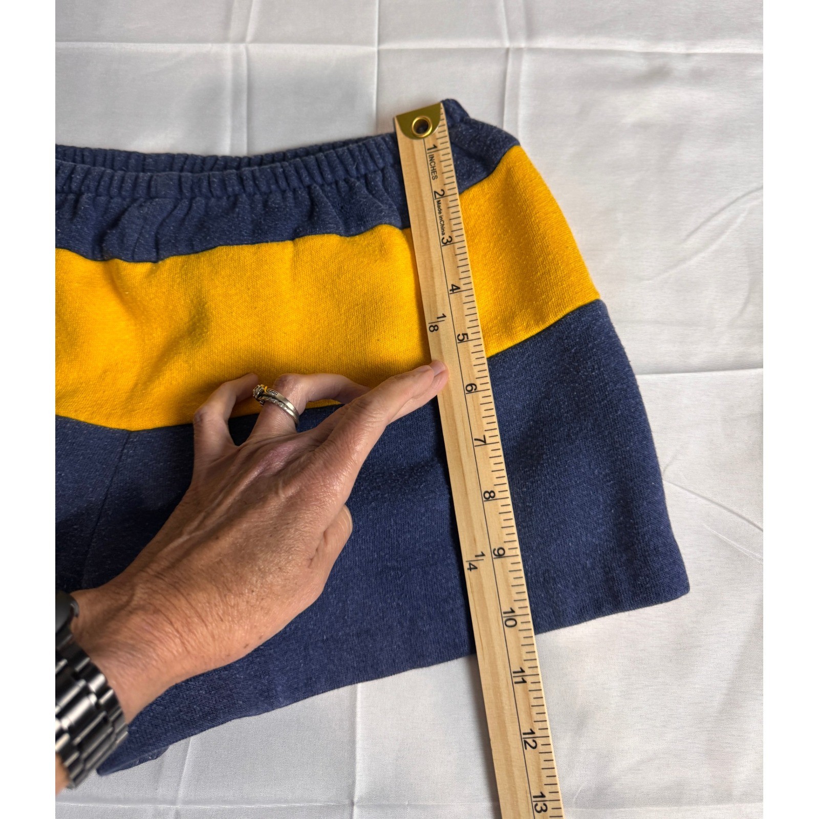 Vintage Nutmeg Mills Notre Dame Fighting Irish Fleece Shorts Navy Gold USA Made