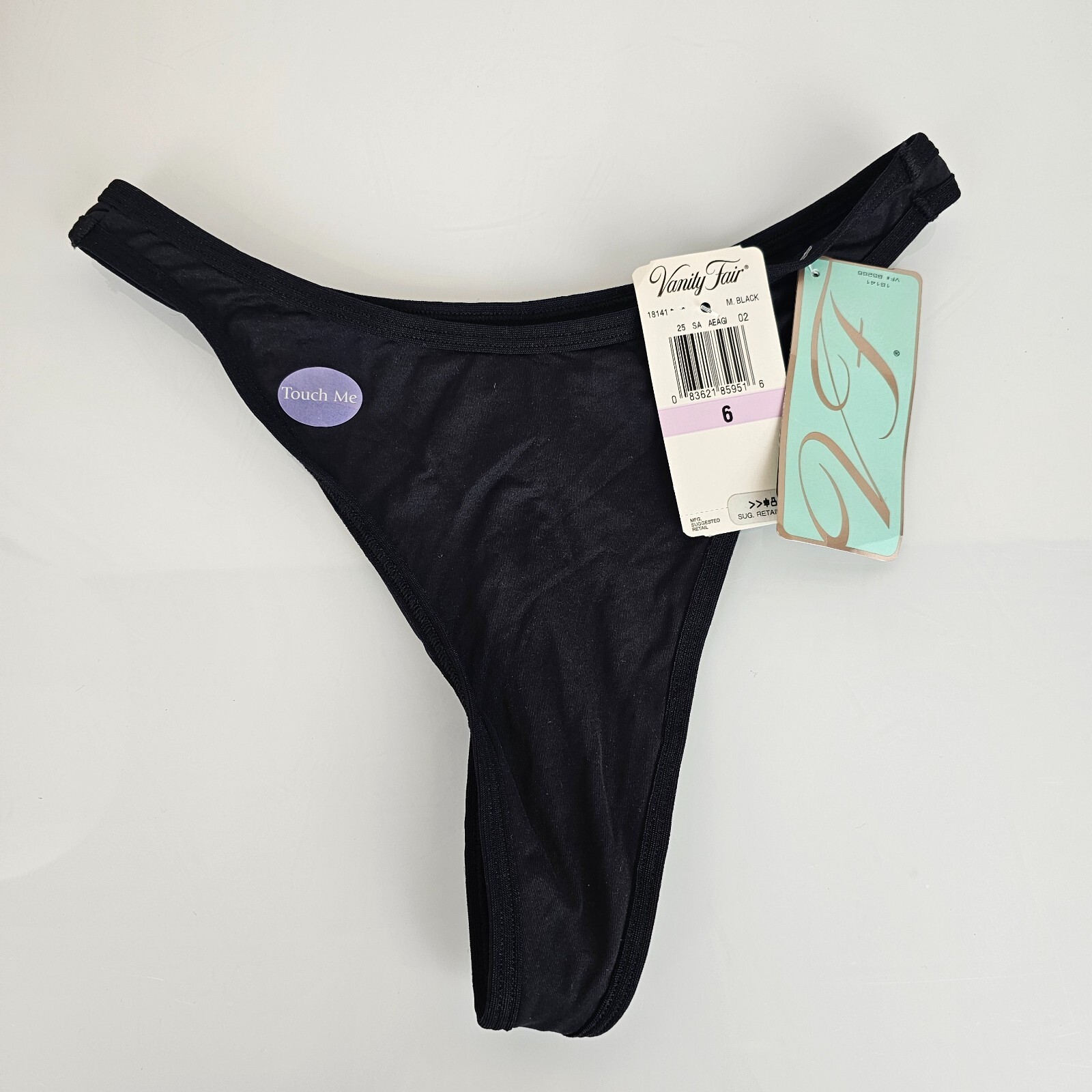 Vintage Vanity Fair My Favorite Pants Super Soft Thong Panties Black 6 M 18141